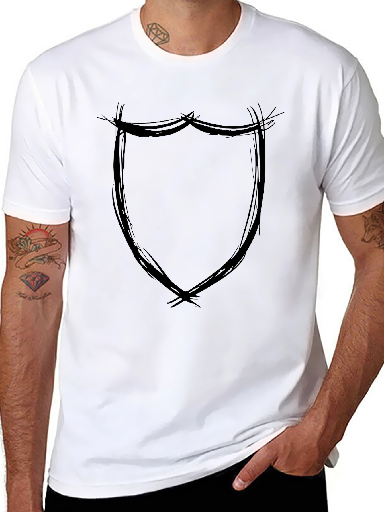 Mens Black Shield Graphic Tee - Casual Style