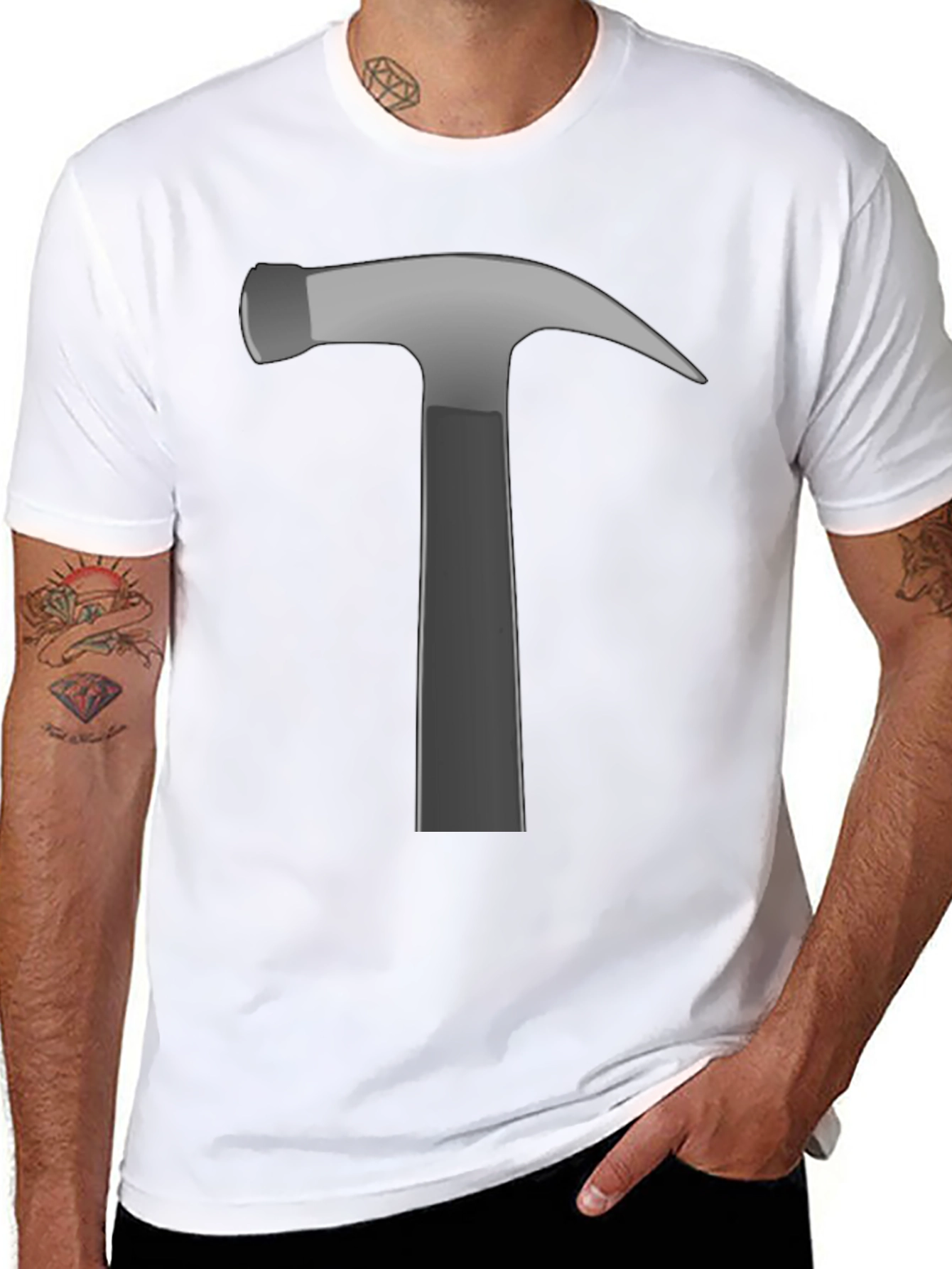 Hammer Graphic Tee - Black Cotton Crew Neck