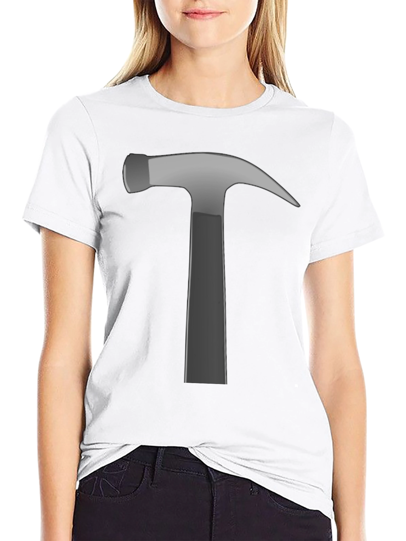Hammer Graphic Tee - Black Cotton Crew Neck