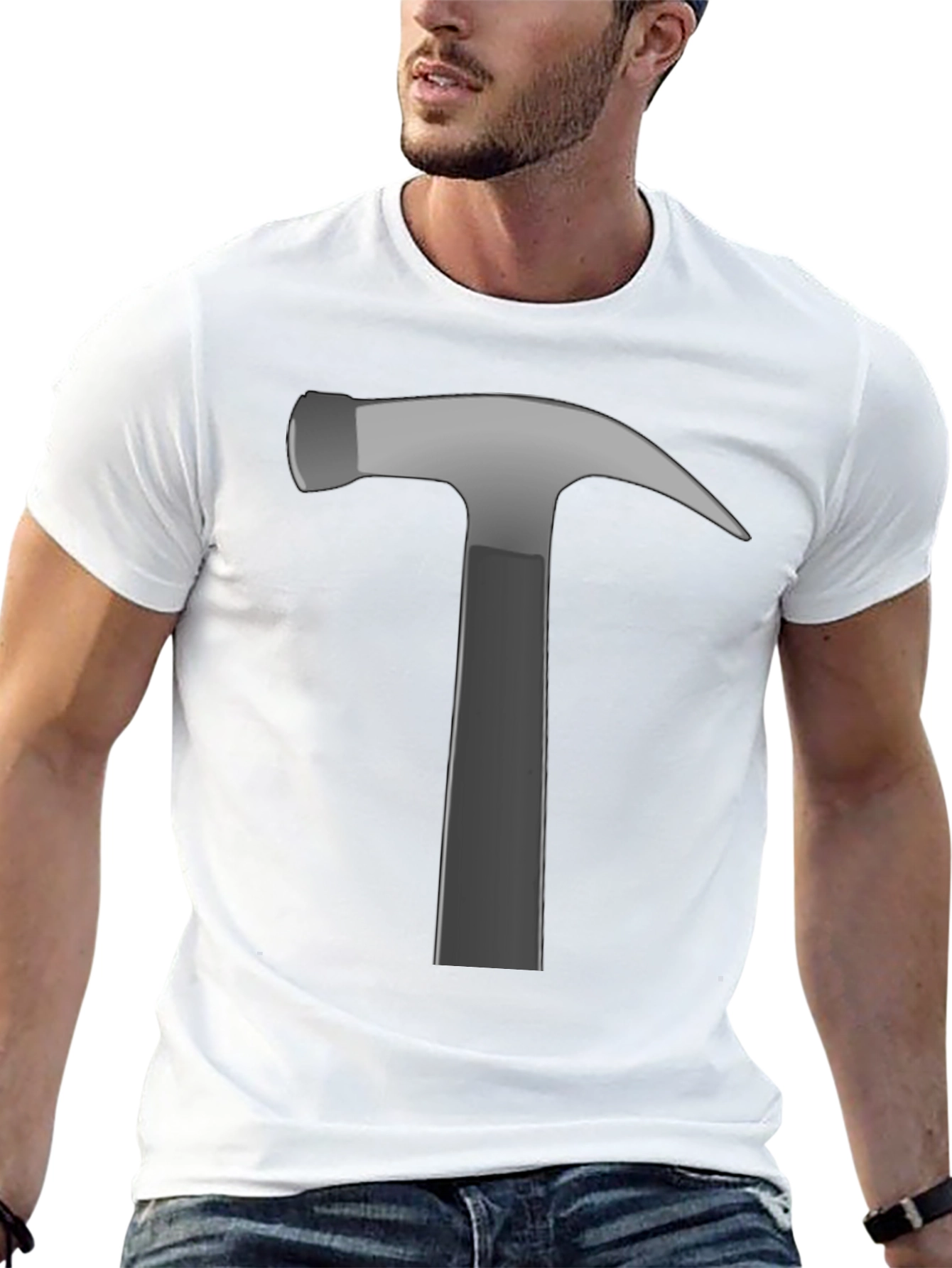 Hammer Graphic Tee - Black Cotton Crew Neck