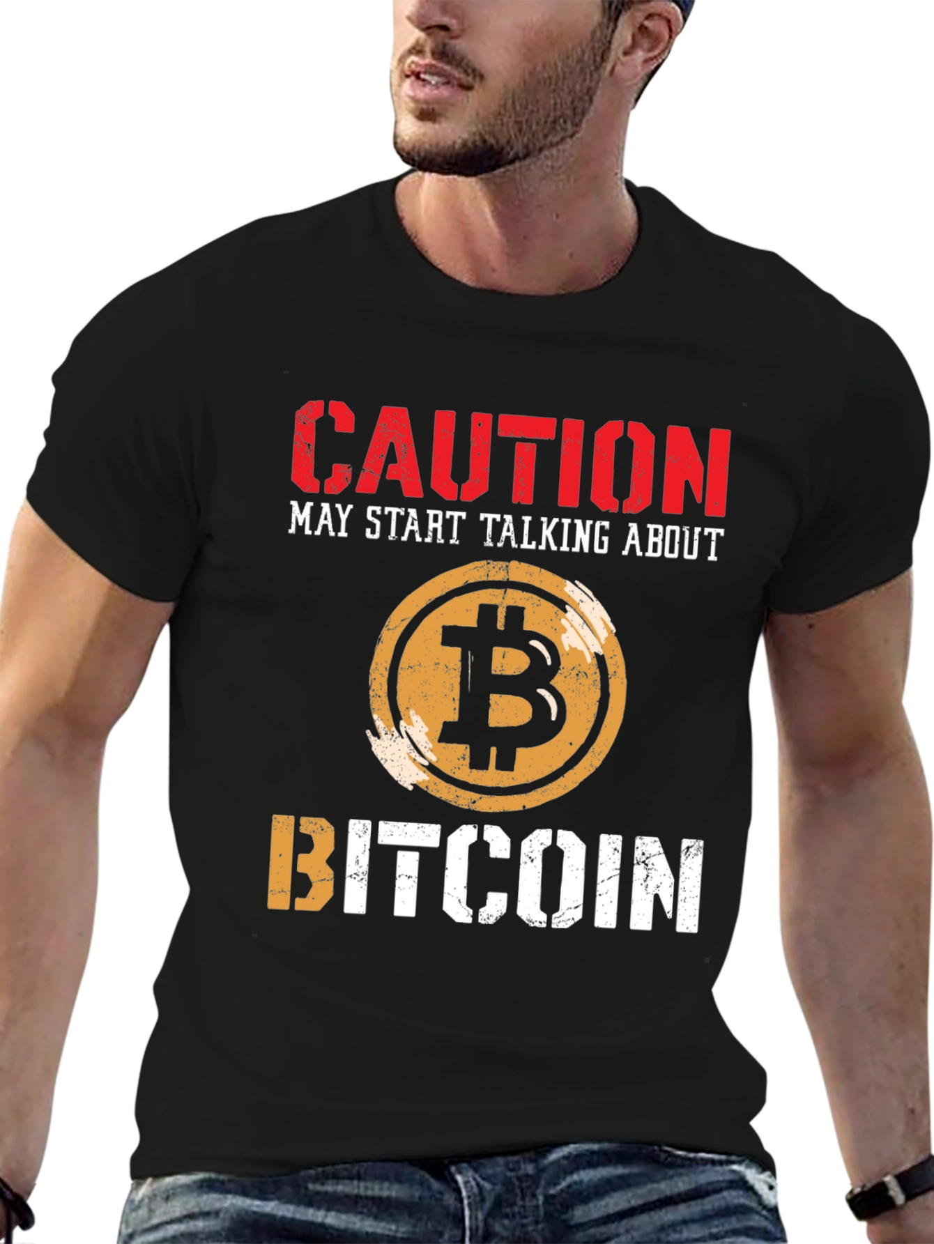 Bitcoin Caution T-Shirt Crypto Currency Tee