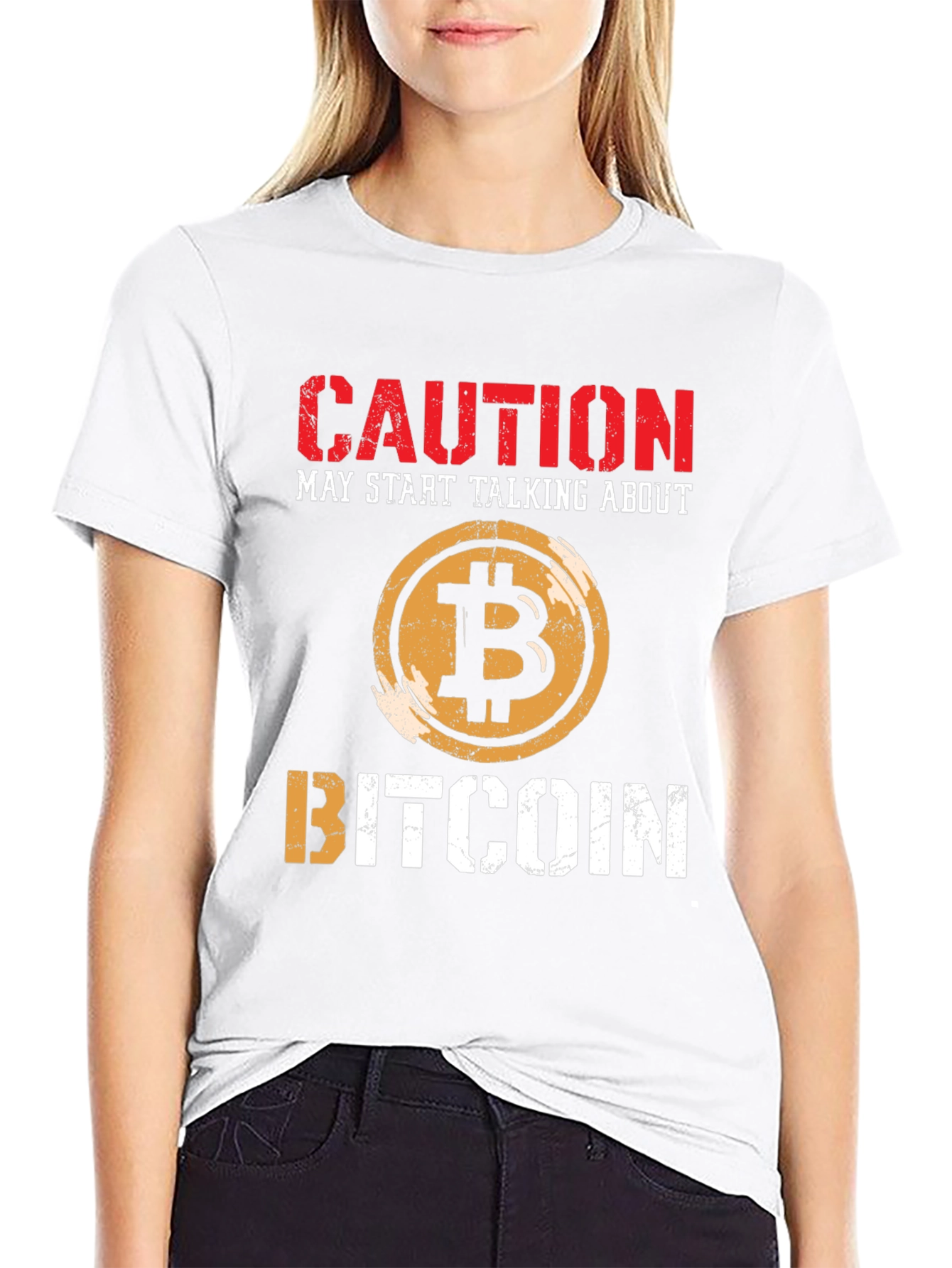 Bitcoin Caution T-Shirt Crypto Currency Tee