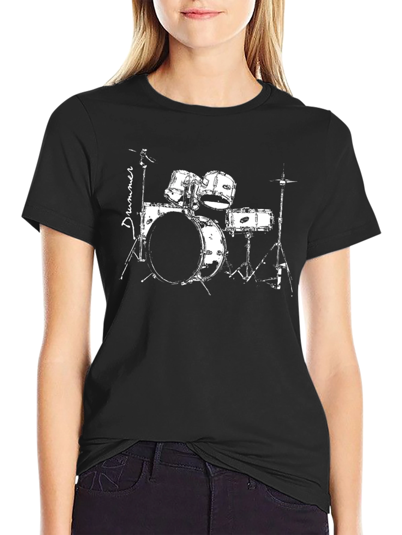 Drummer Graphic T-Shirt - Black Cotton Tee