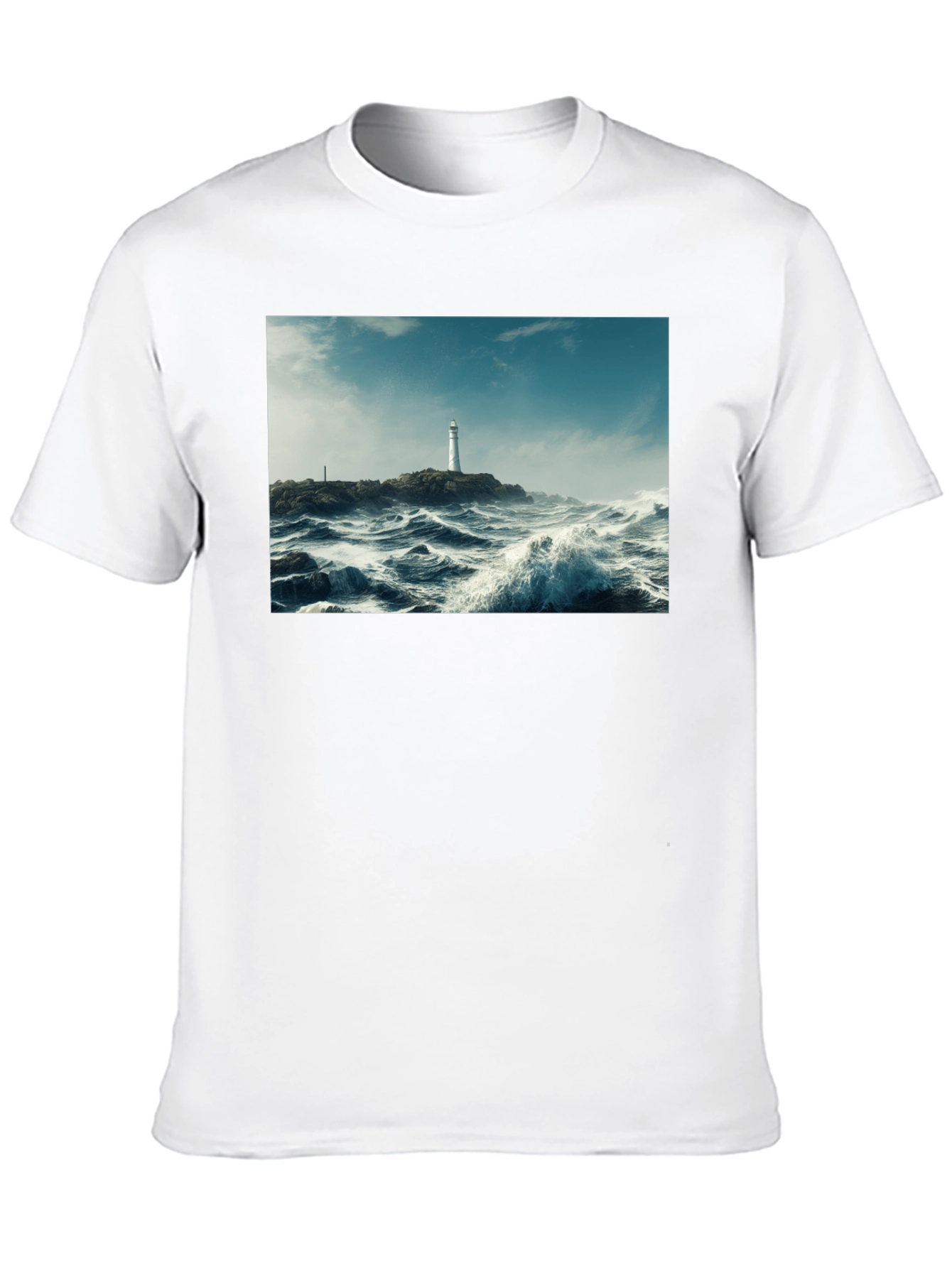 Lighthouse Waves Graphic Black T-Shirt
