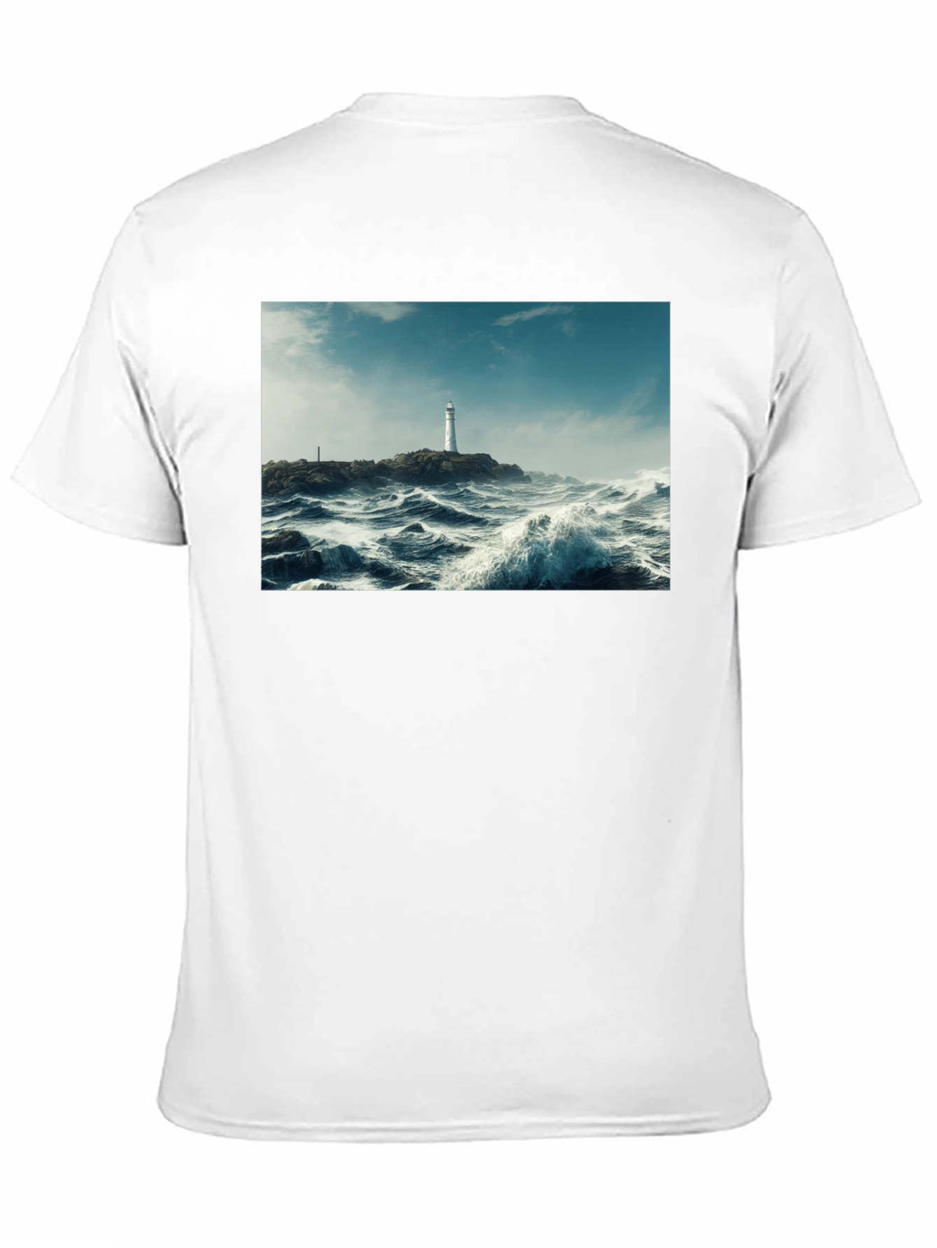 Lighthouse Waves Graphic Black T-Shirt