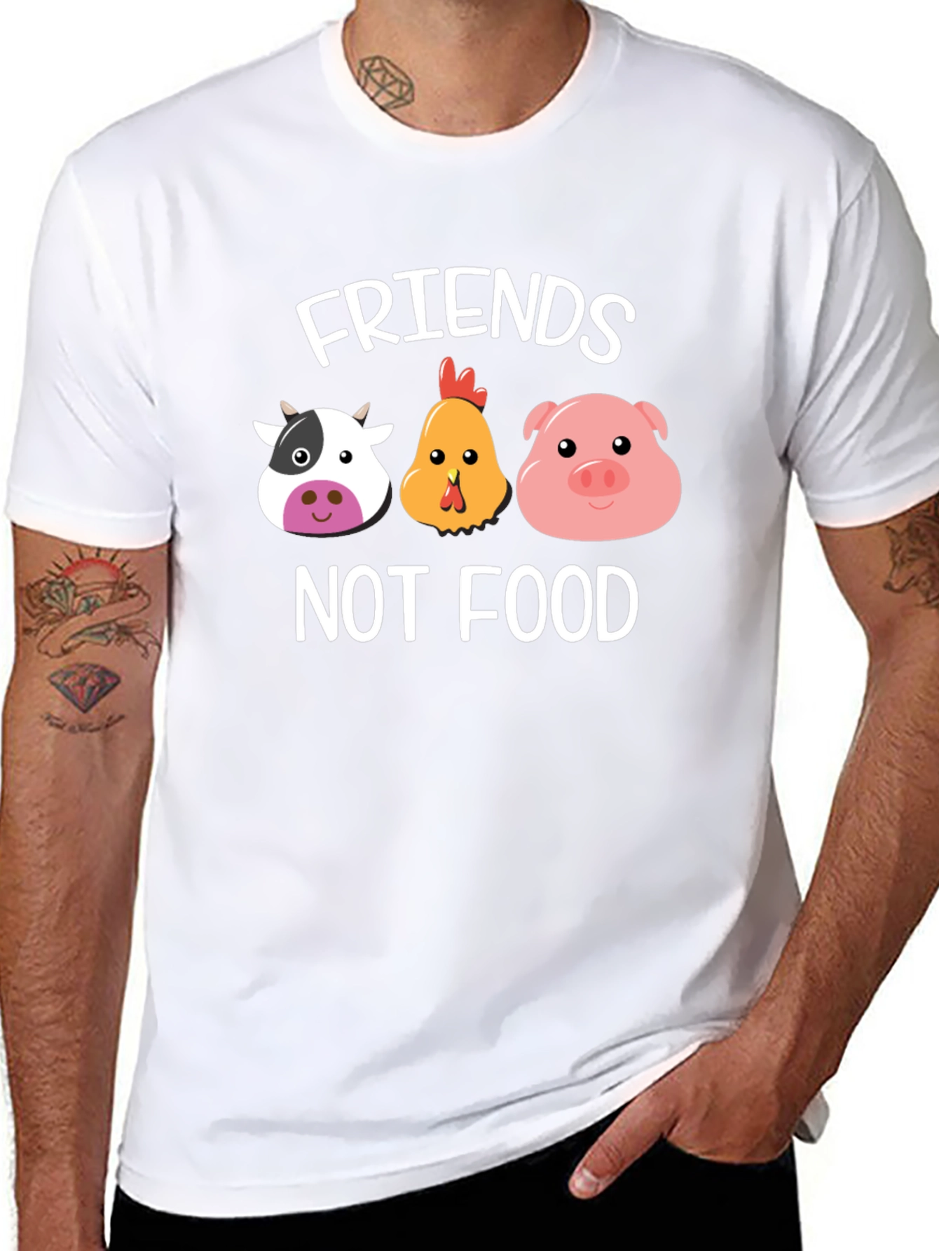 Friends Not Food T-Shirt - Vegan Animal Lover Tee