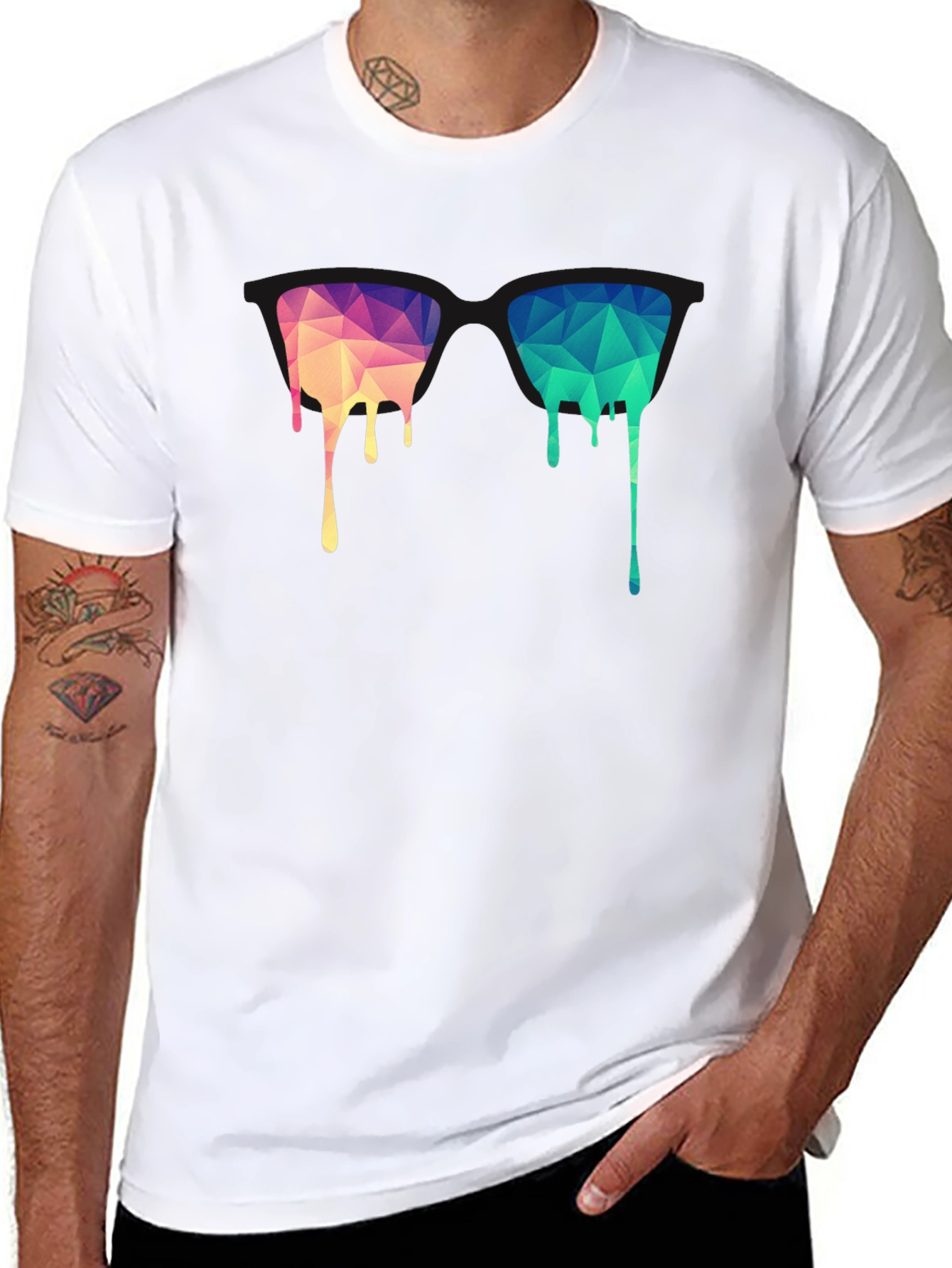 Geometric Drip Graphic Black Tee