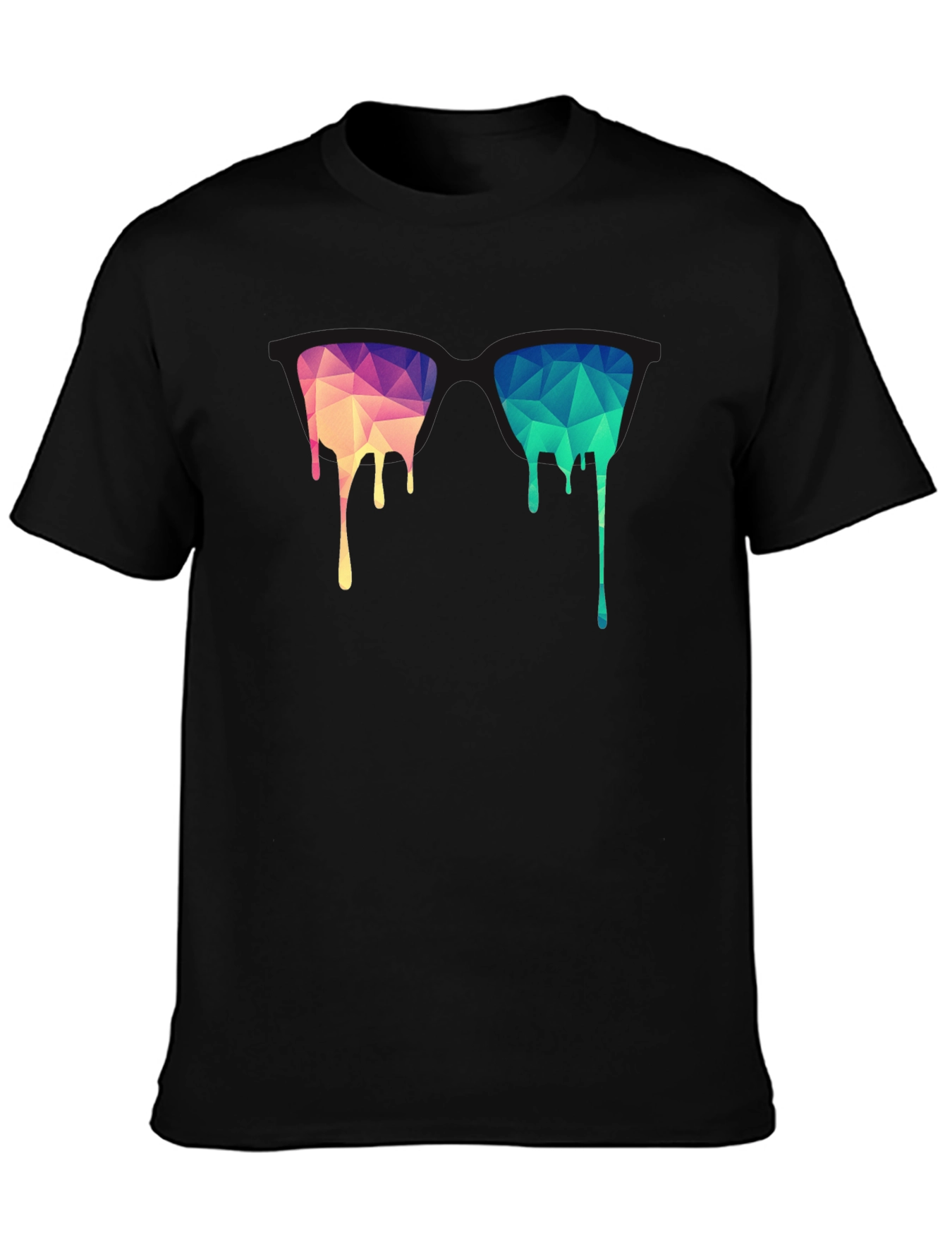 Geometric Drip Graphic Black Tee