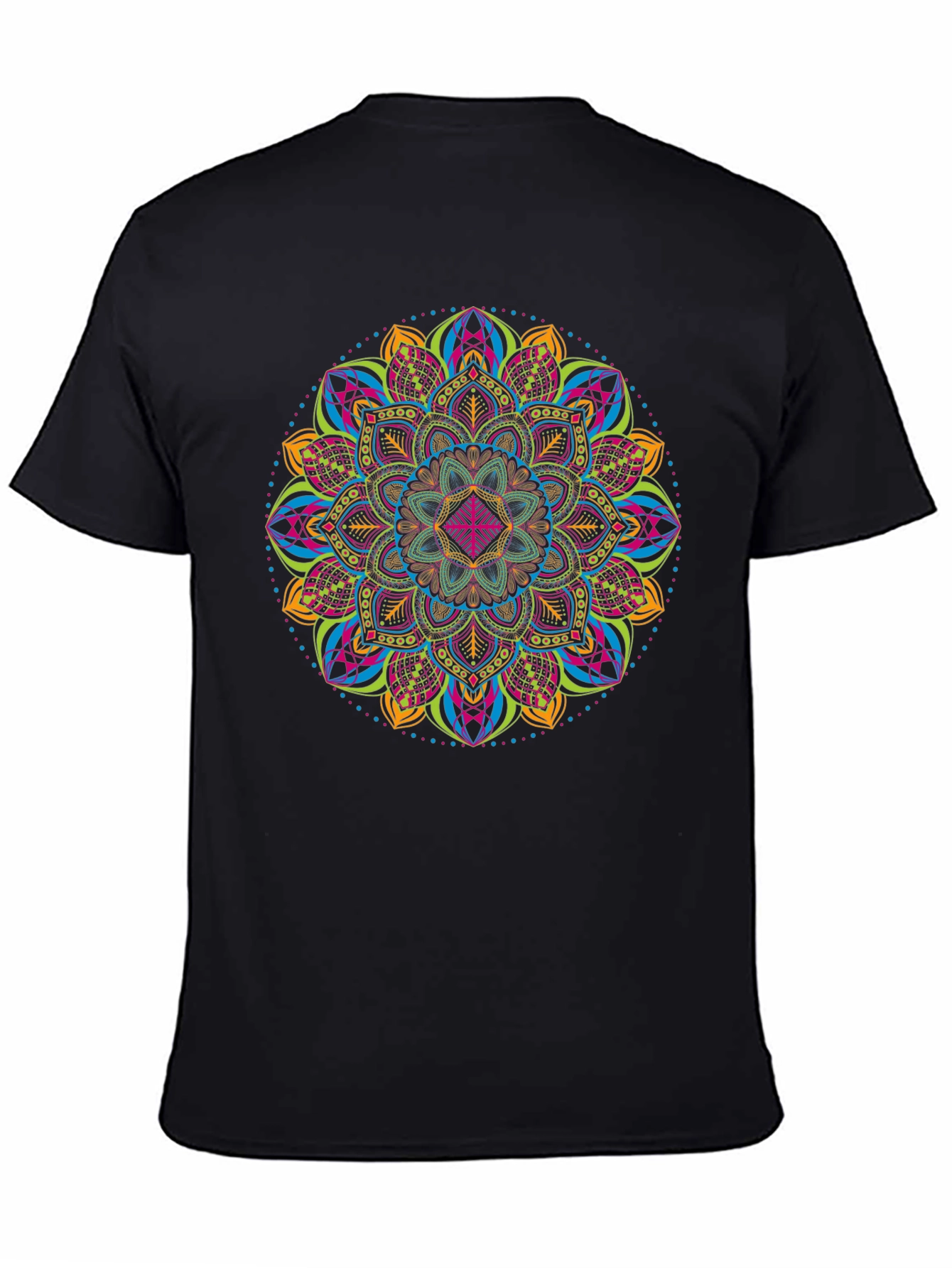 Vibrant Mandala Graphic Tee - Unisex Black T-Shirt