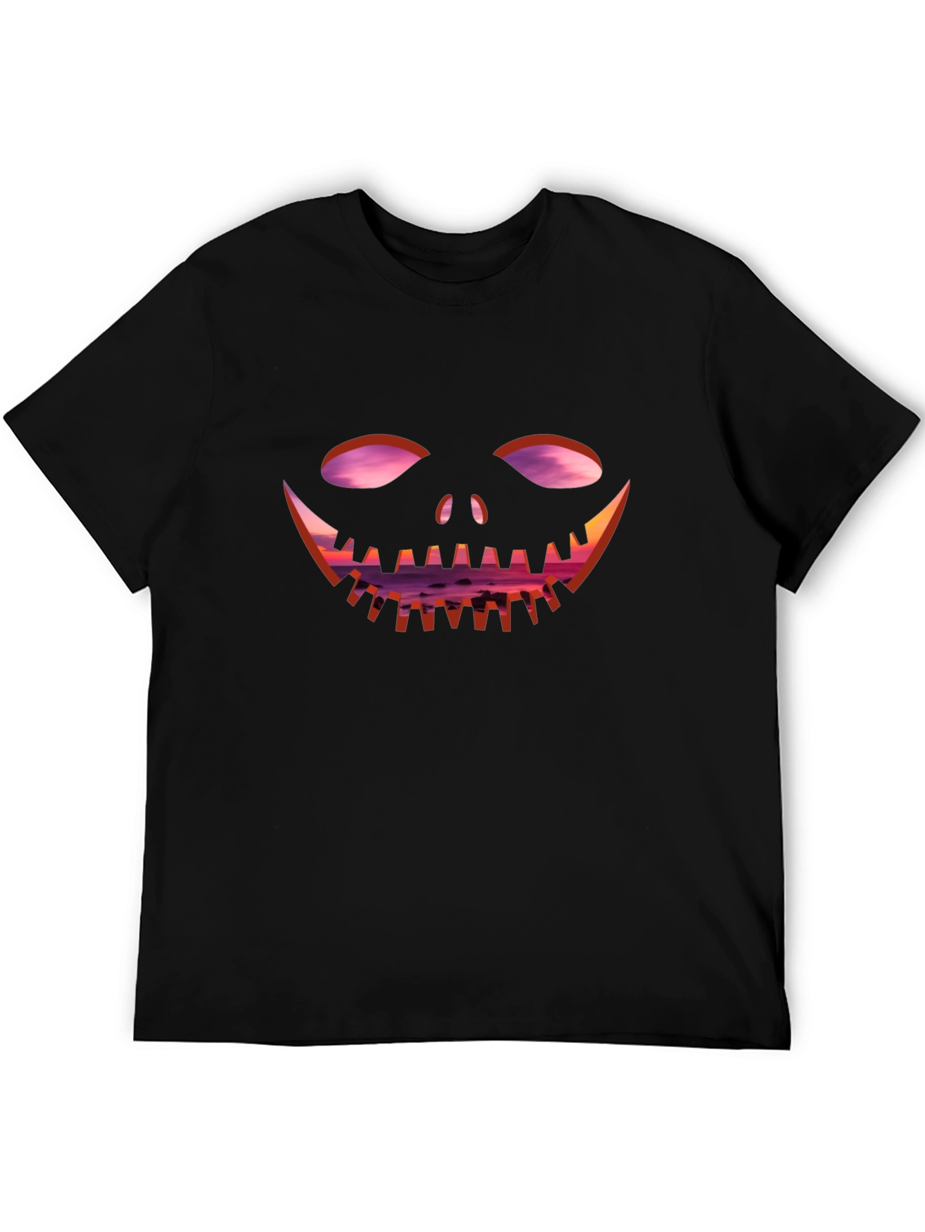 Spooky Sunset Pumpkin Face T-Shirt