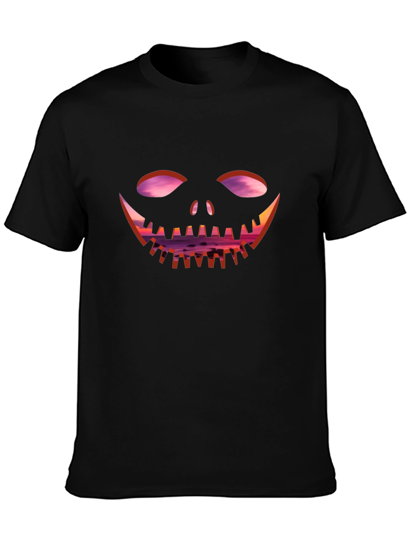 Spooky Sunset Pumpkin Face T-Shirt