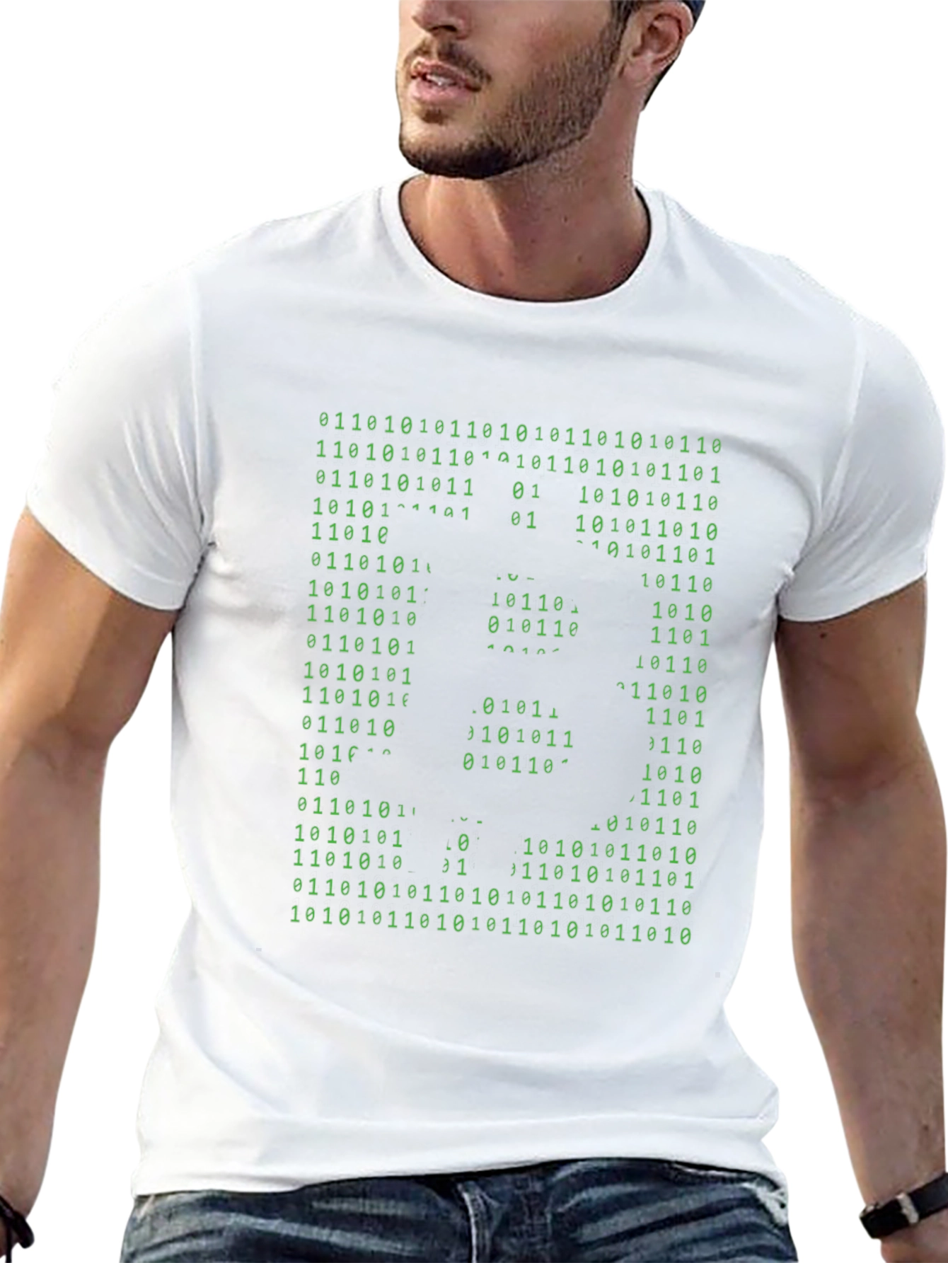 Binary Skull Graphic Tee - Hacker Style