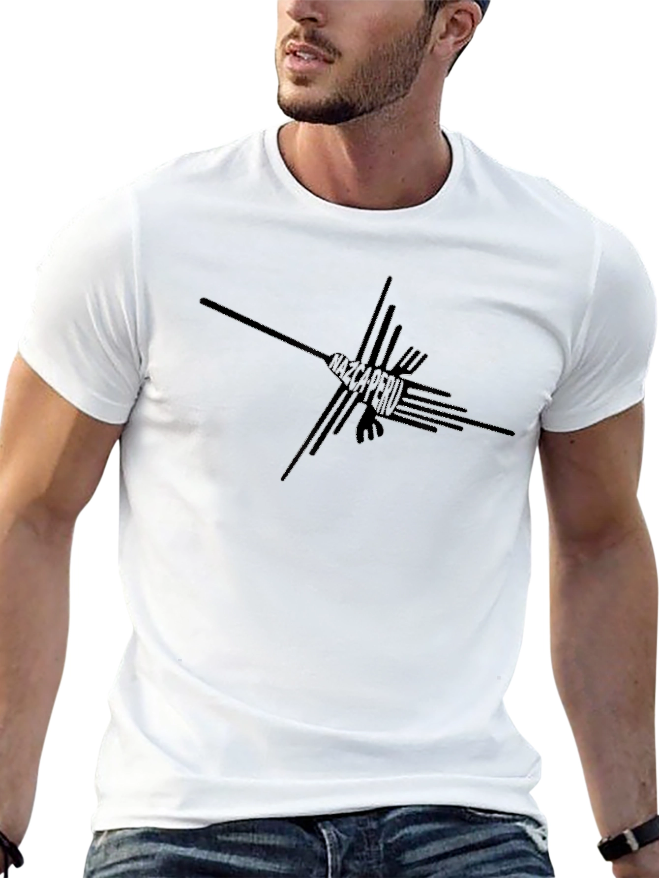 Nazca Lines Hummingbird Black T-Shirt