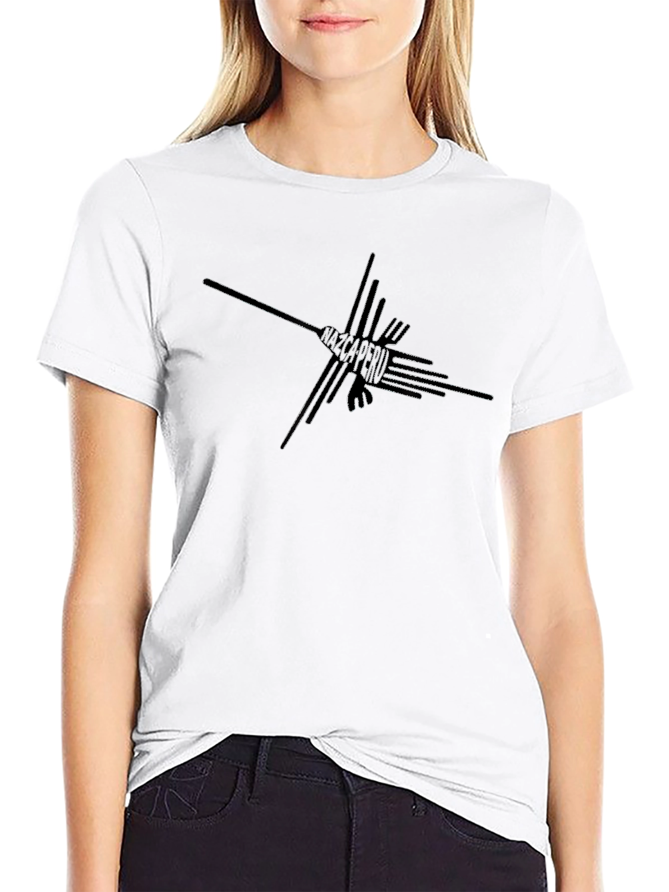 Nazca Lines Hummingbird Black T-Shirt