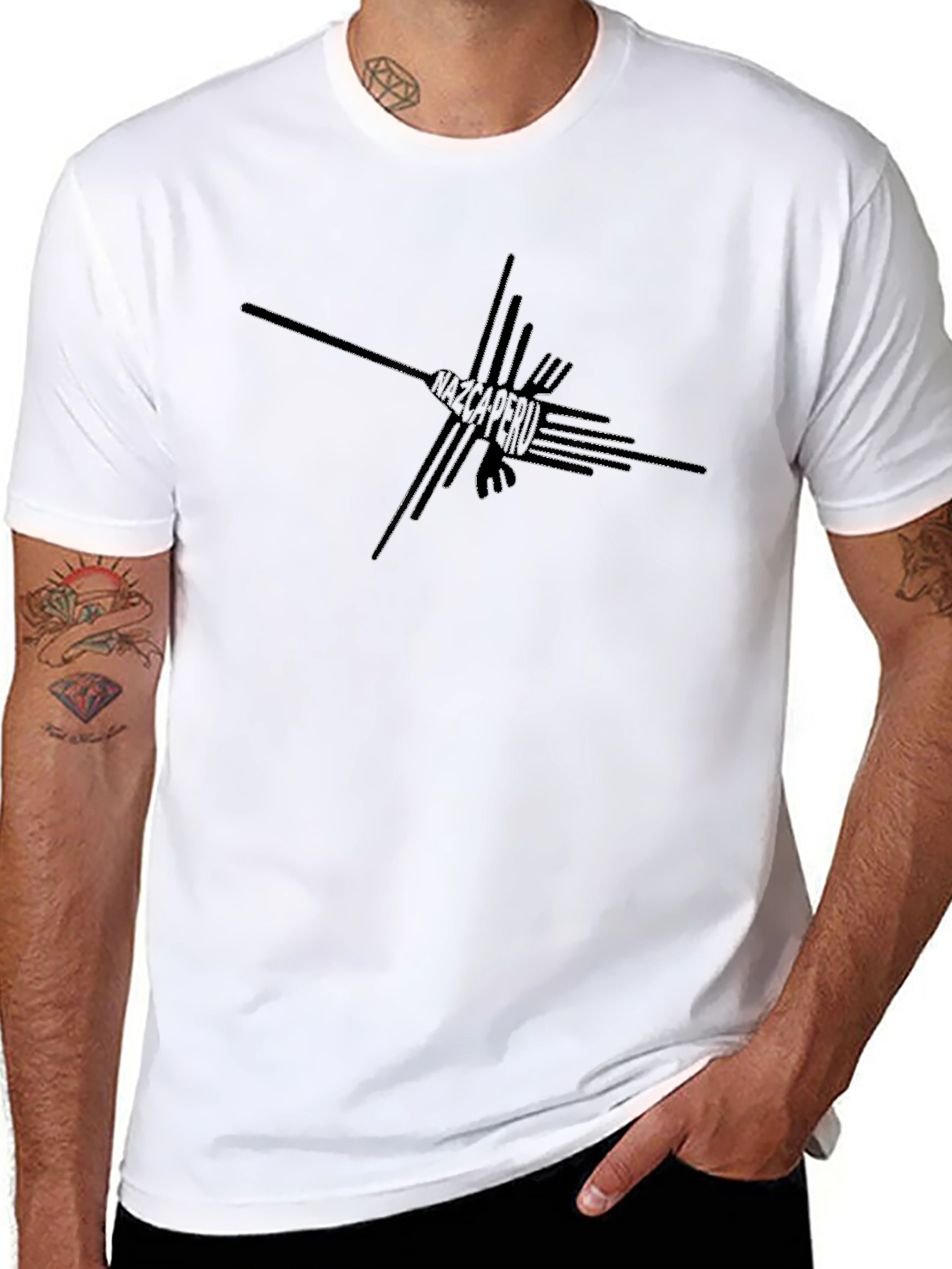 Nazca Lines Hummingbird Black T-Shirt