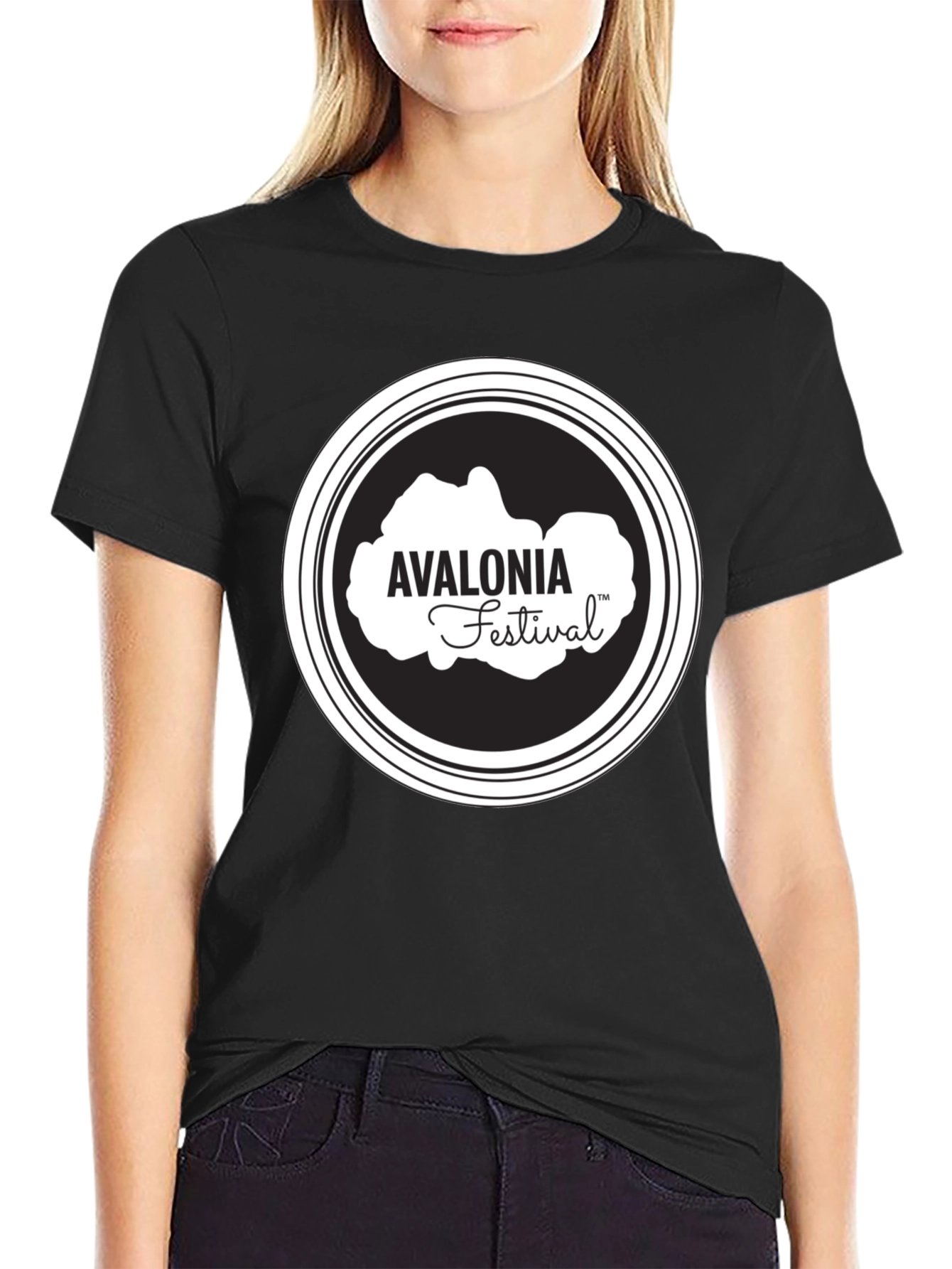 Avalonia Festival Black T-Shirt - Stylish Crew Neck Tee