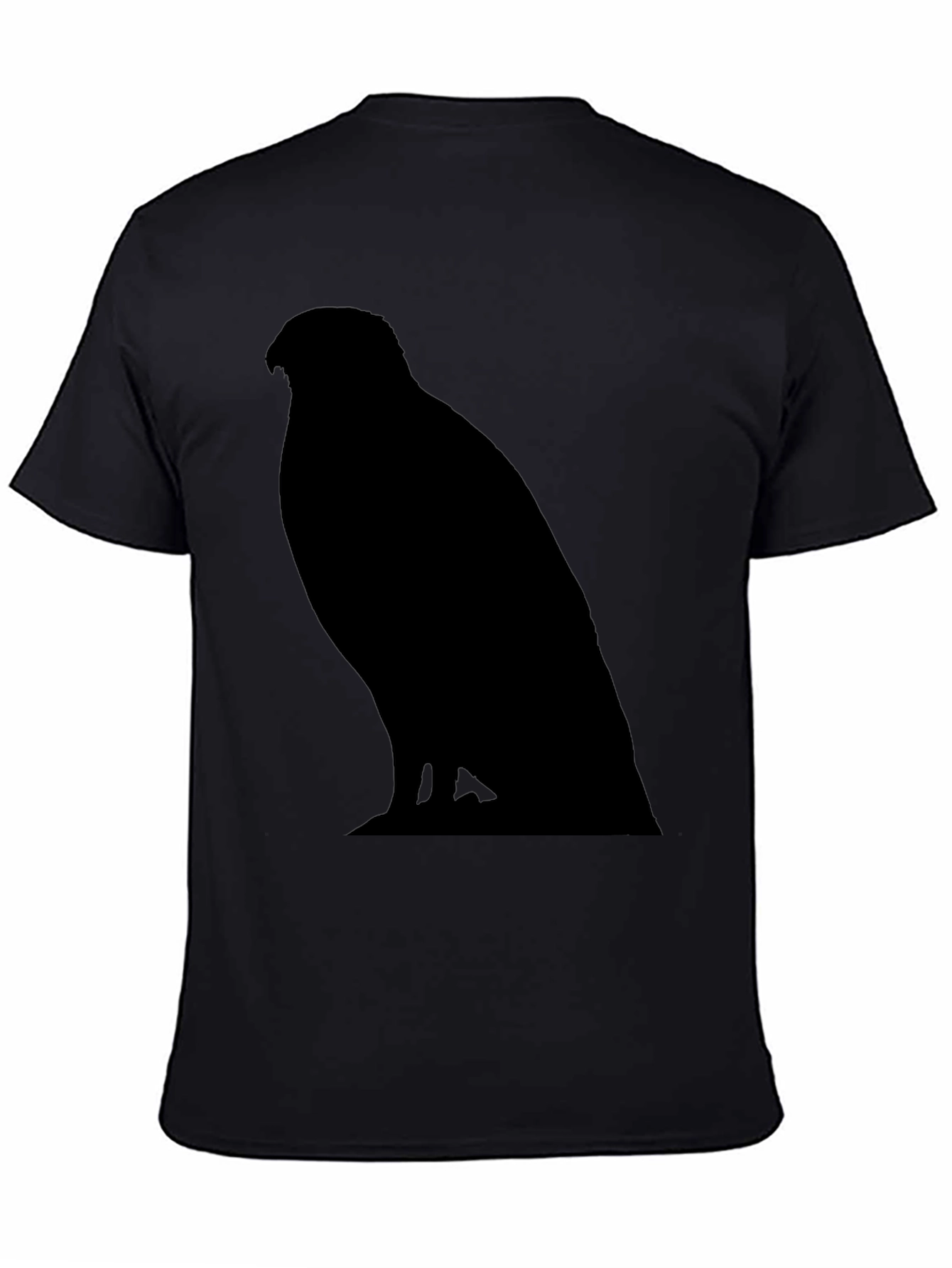 Mens Black T-Shirt with Hawk Silhouette Graphic