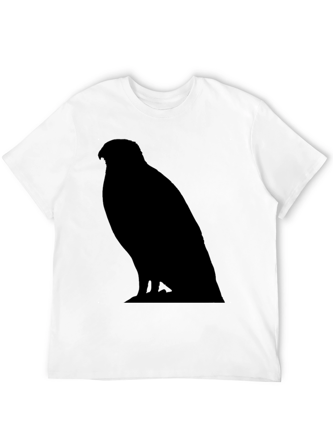 Mens Black T-Shirt with Hawk Silhouette Graphic