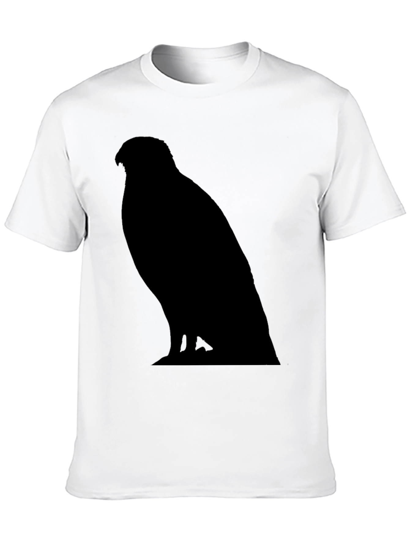 Mens Black T-Shirt with Hawk Silhouette Graphic