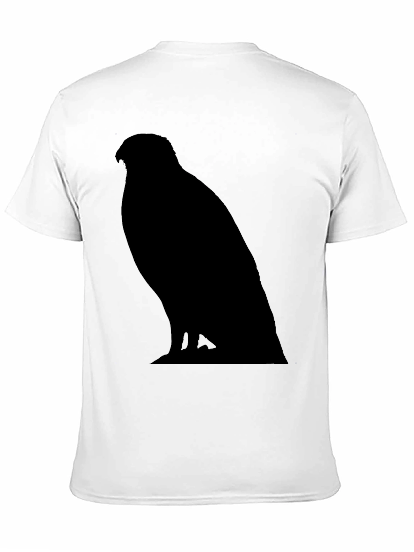 Mens Black T-Shirt with Hawk Silhouette Graphic