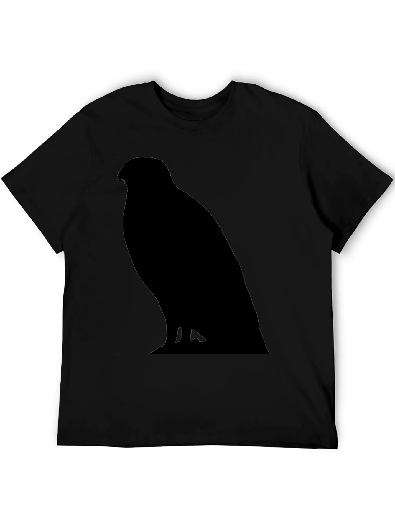 Mens Black T-Shirt with Hawk Silhouette Graphic