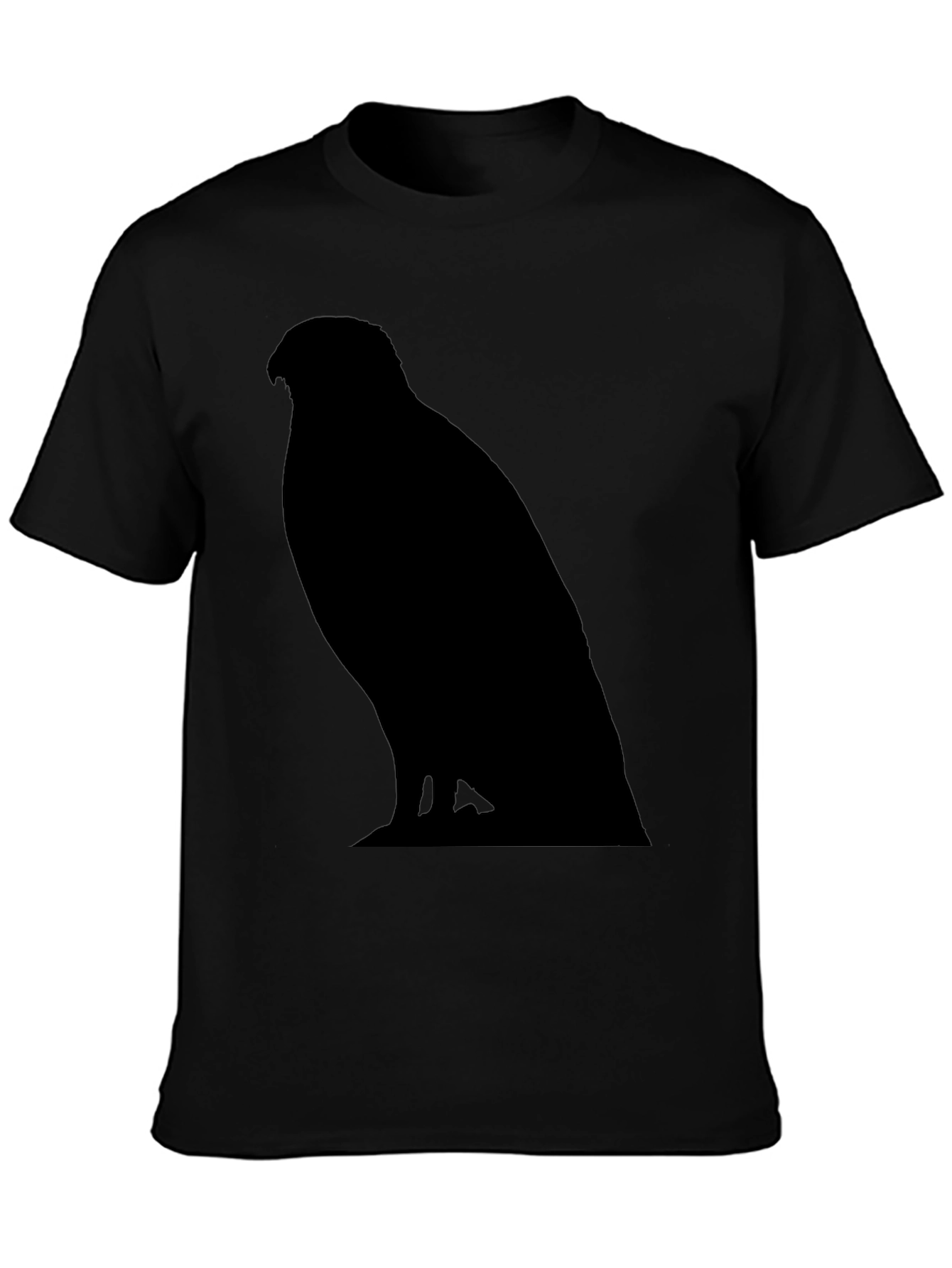 Mens Black T-Shirt with Hawk Silhouette Graphic