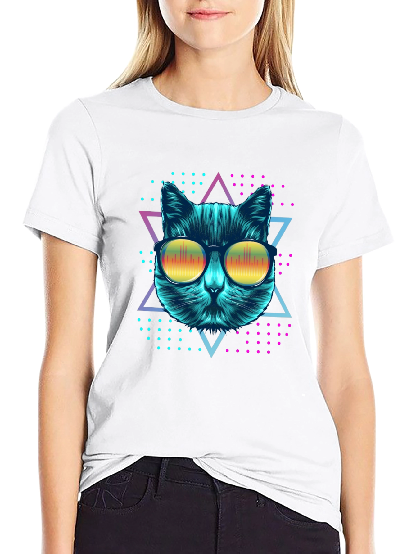 Cool Cat Graphic Tee - Retro Style