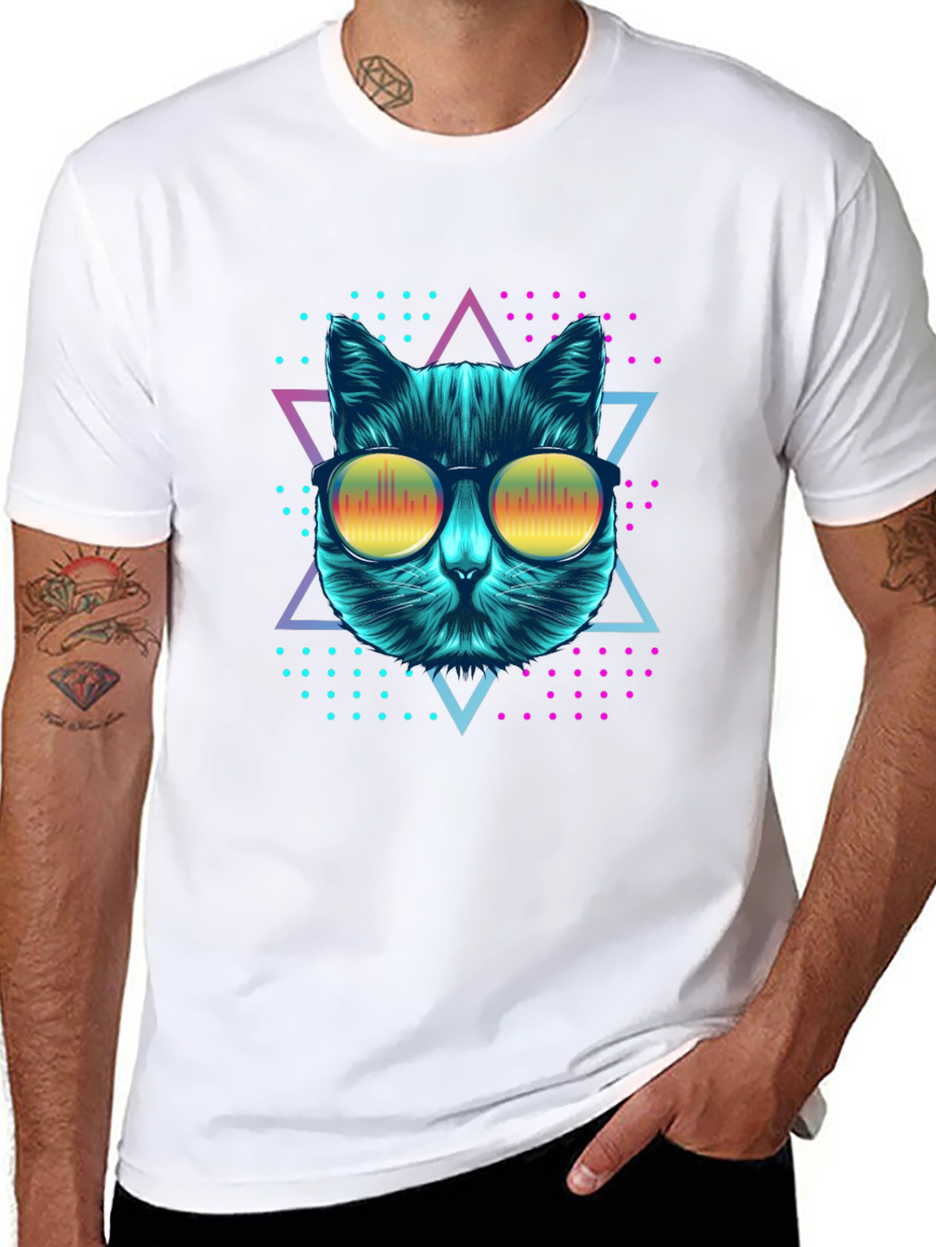 Cool Cat Graphic Tee - Retro Style