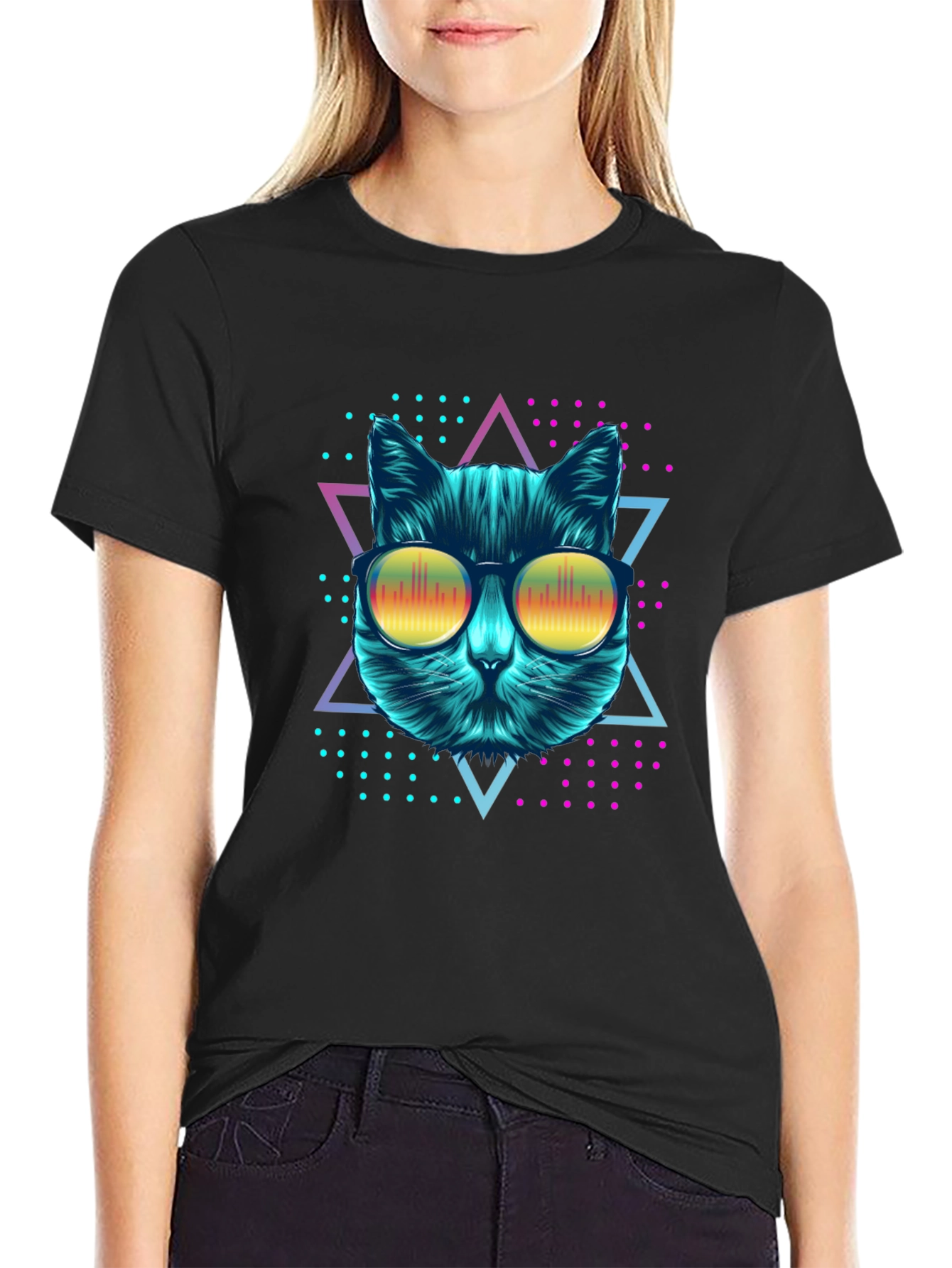 Cool Cat Graphic Tee - Retro Style