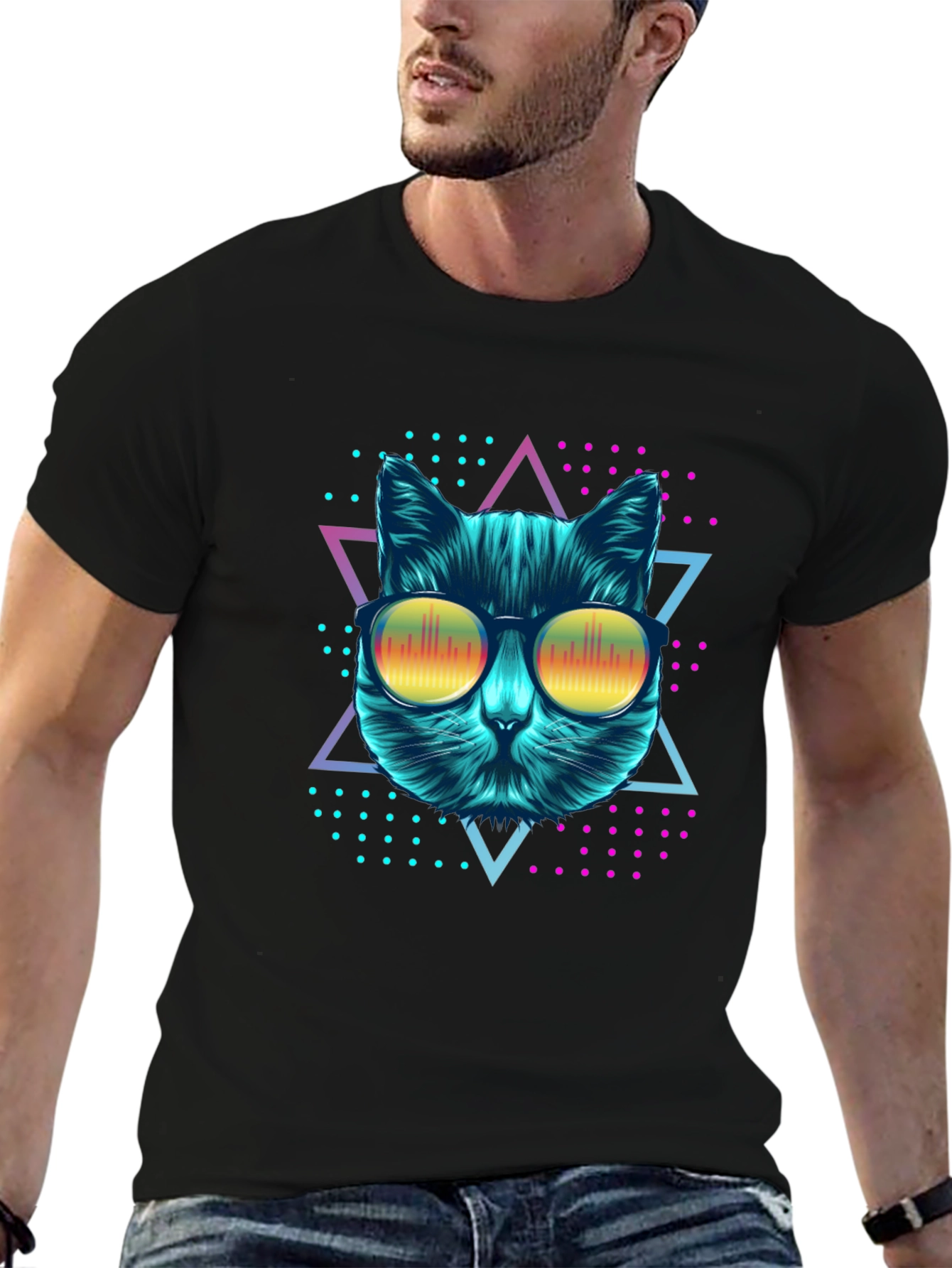 Cool Cat Graphic Tee - Retro Style