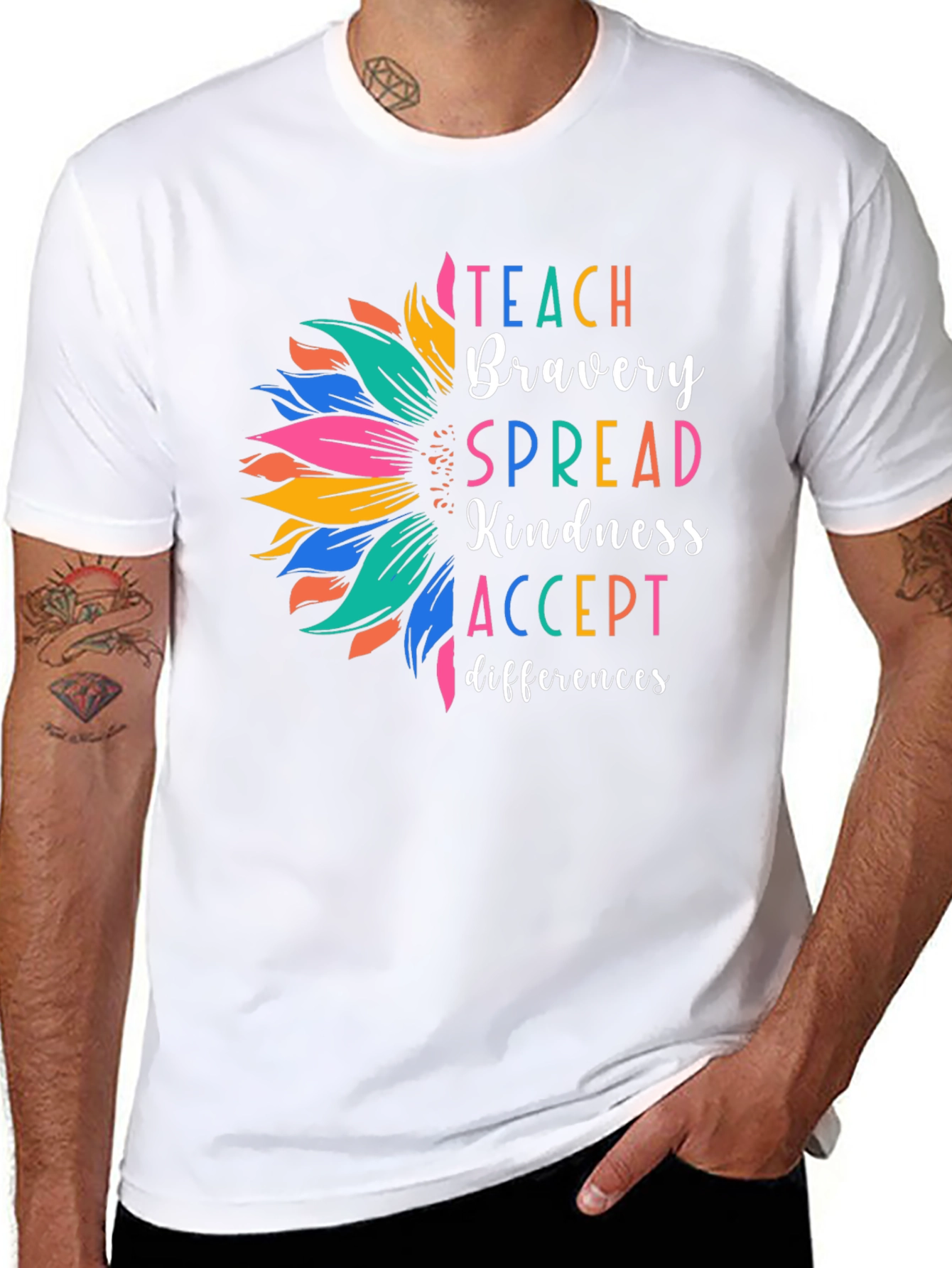 Inspirational Teach Bravery Sunflower Graphic Tee