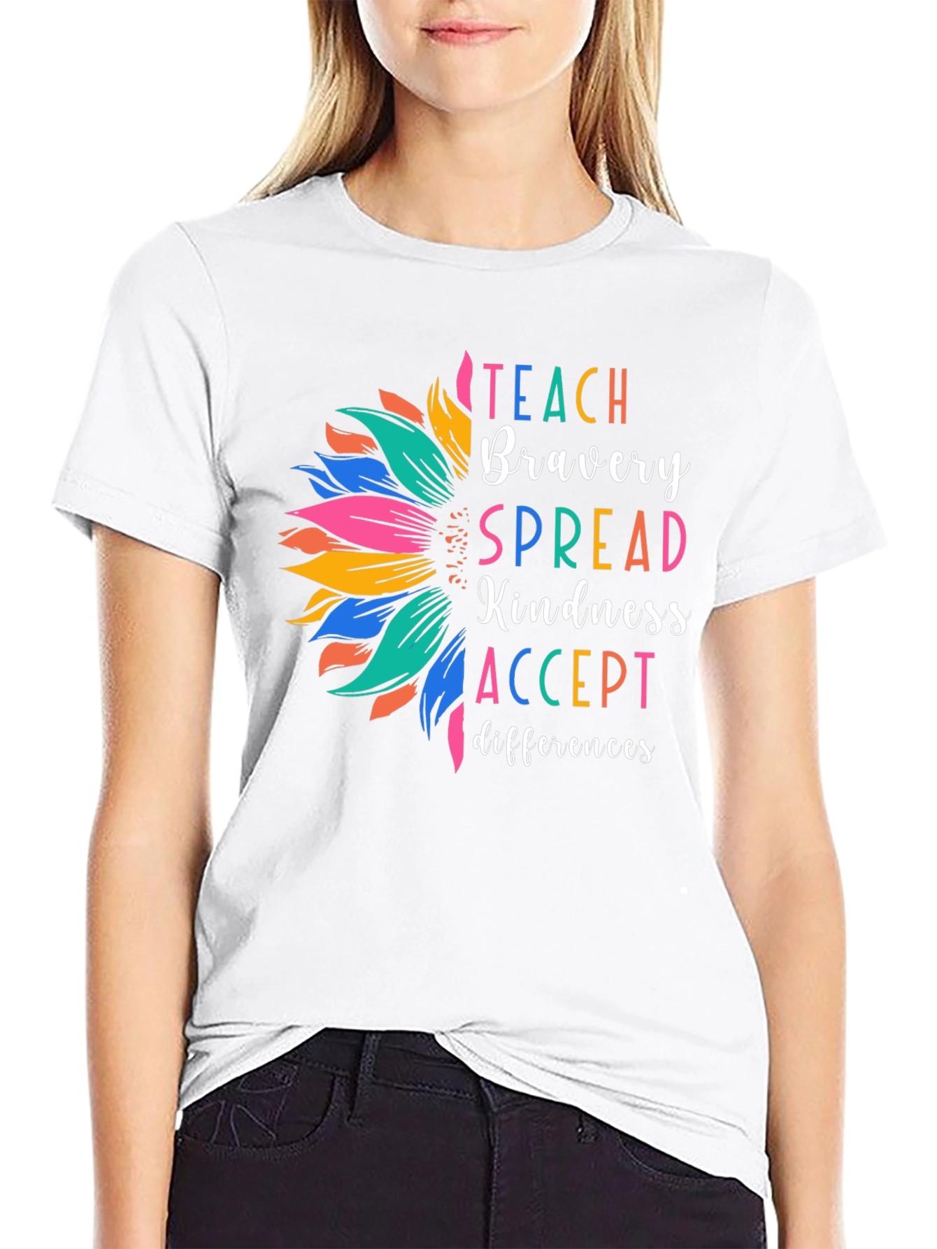 Inspirational Teach Bravery Sunflower Graphic Tee