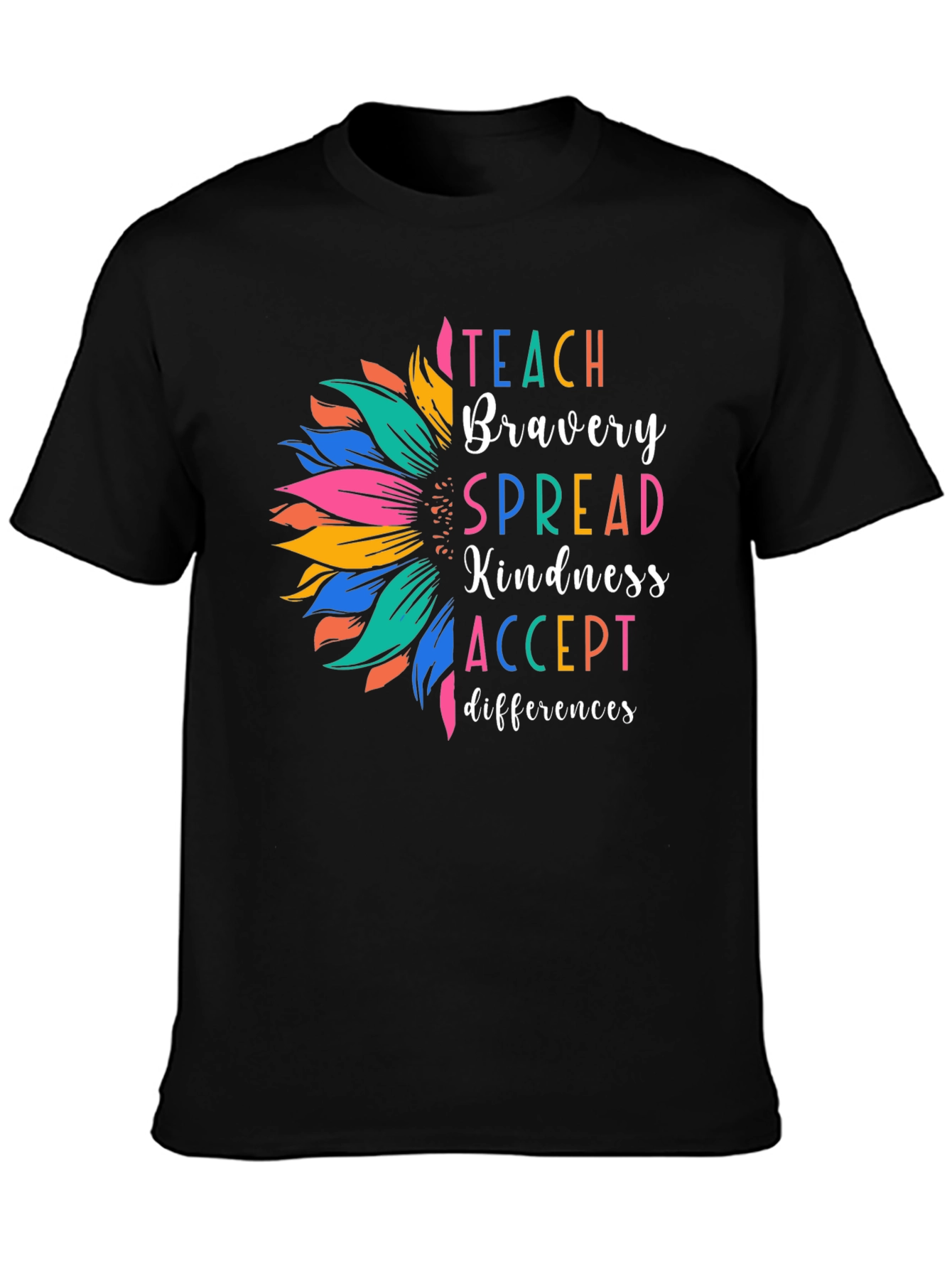 Inspirational Teach Bravery Sunflower Graphic Tee