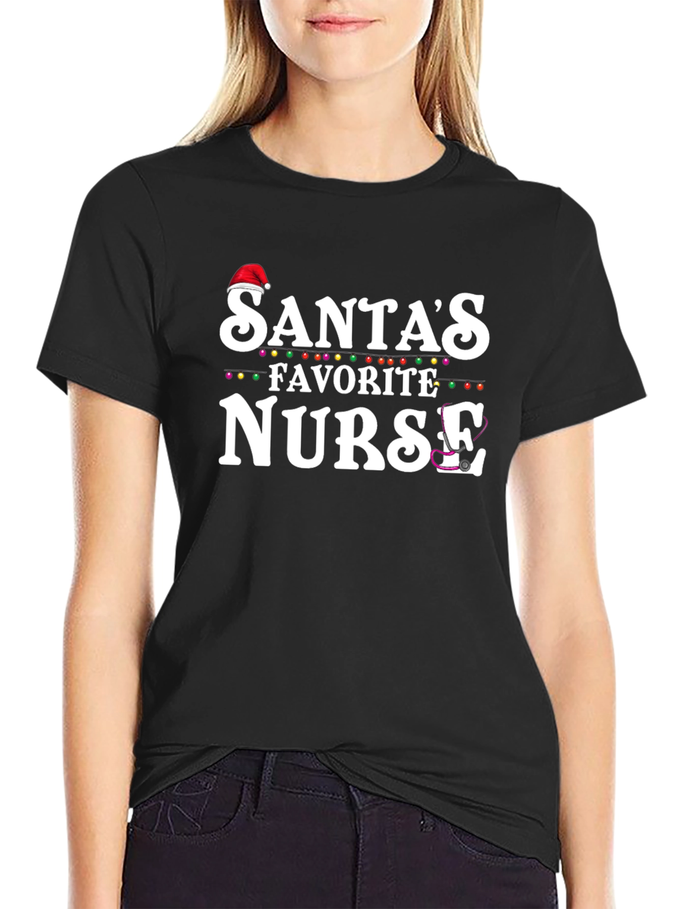 Santas Favorite Nurse Christmas T-Shirt