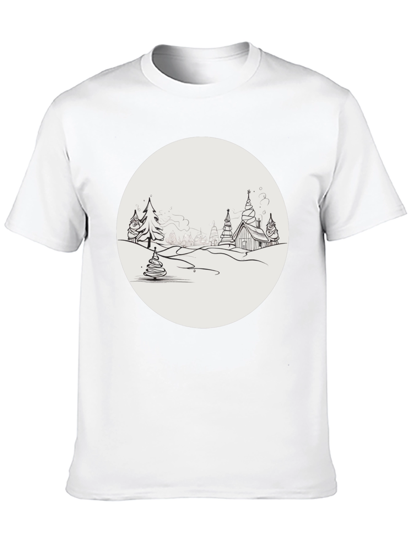 Winter Village Graphic Tee - Black Cotton Blend