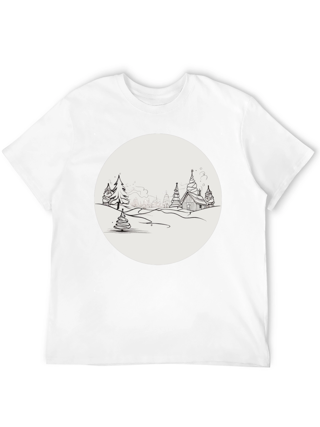 Winter Village Graphic Tee - Black Cotton Blend