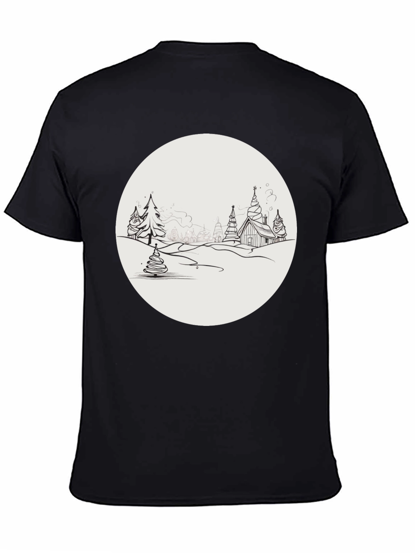 Winter Village Graphic Tee - Black Cotton Blend