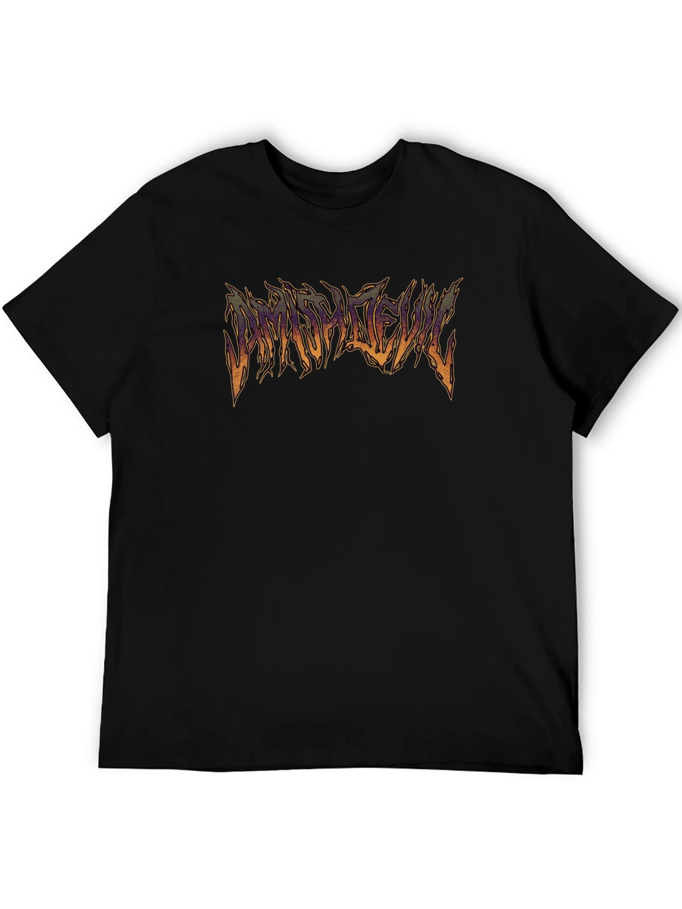 Black T-Shirt with Distorted Text Graphic