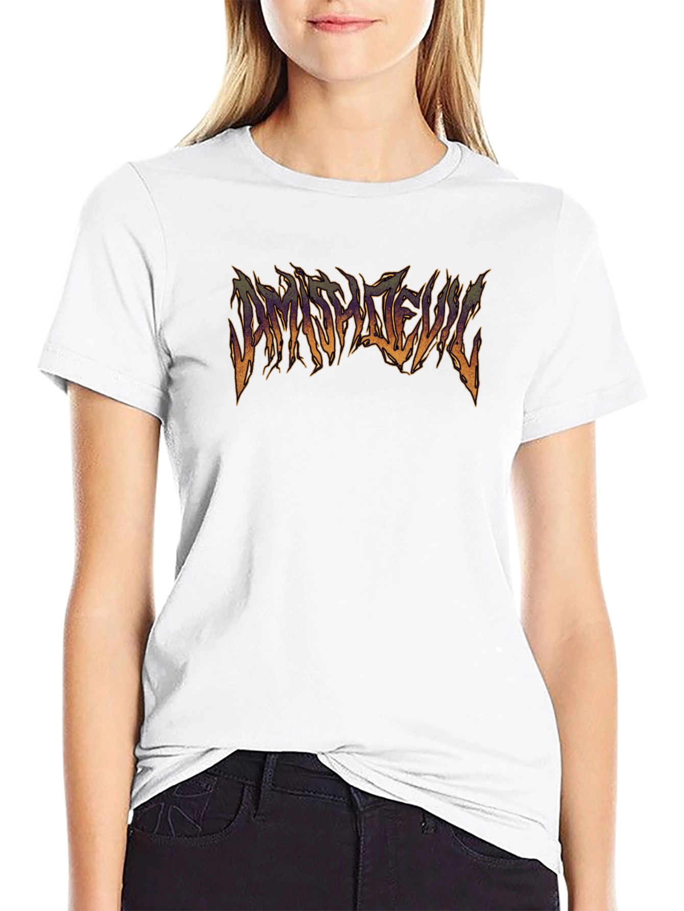 Black T-Shirt with Distorted Text Graphic
