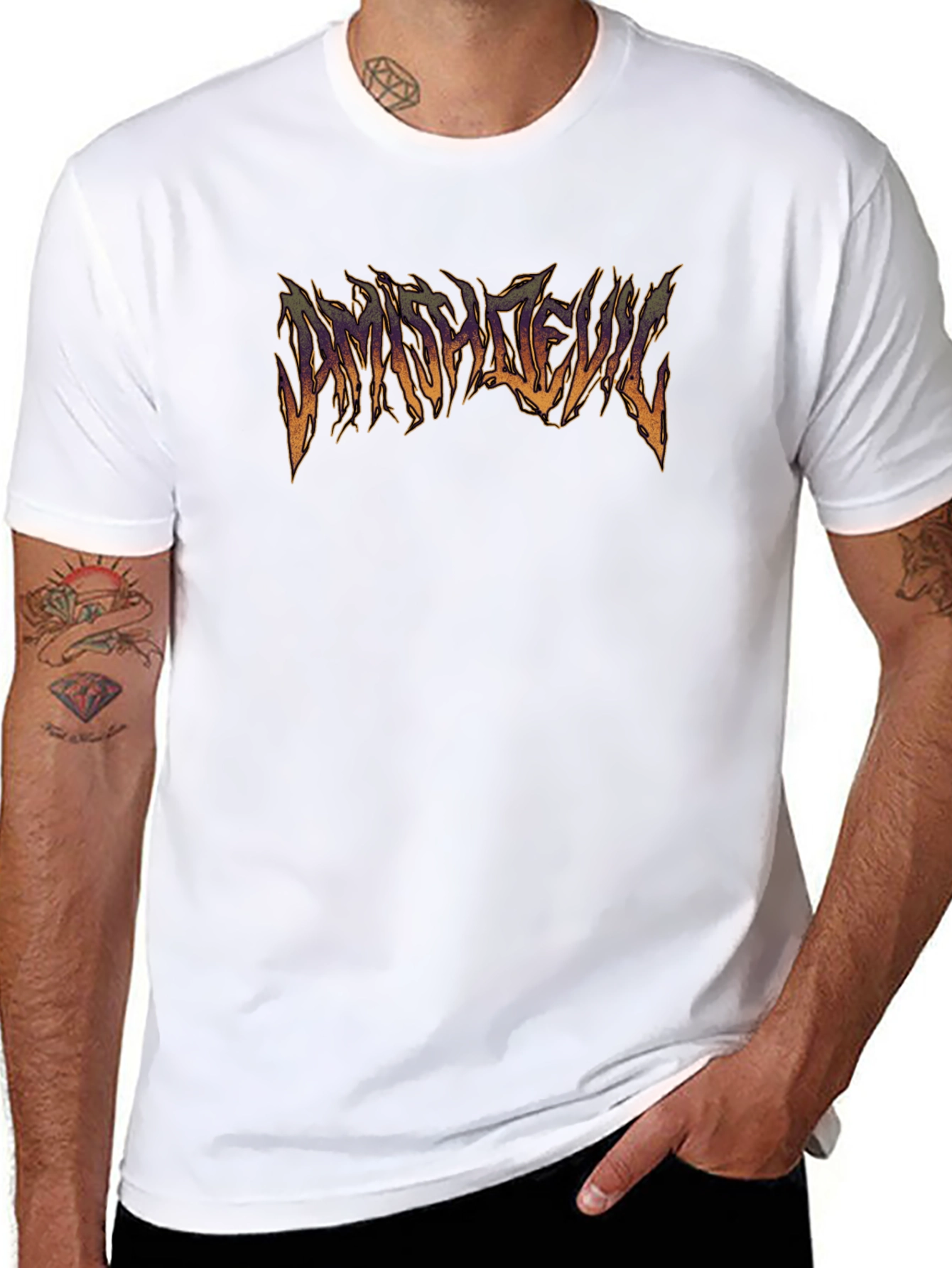 Black T-Shirt with Distorted Text Graphic