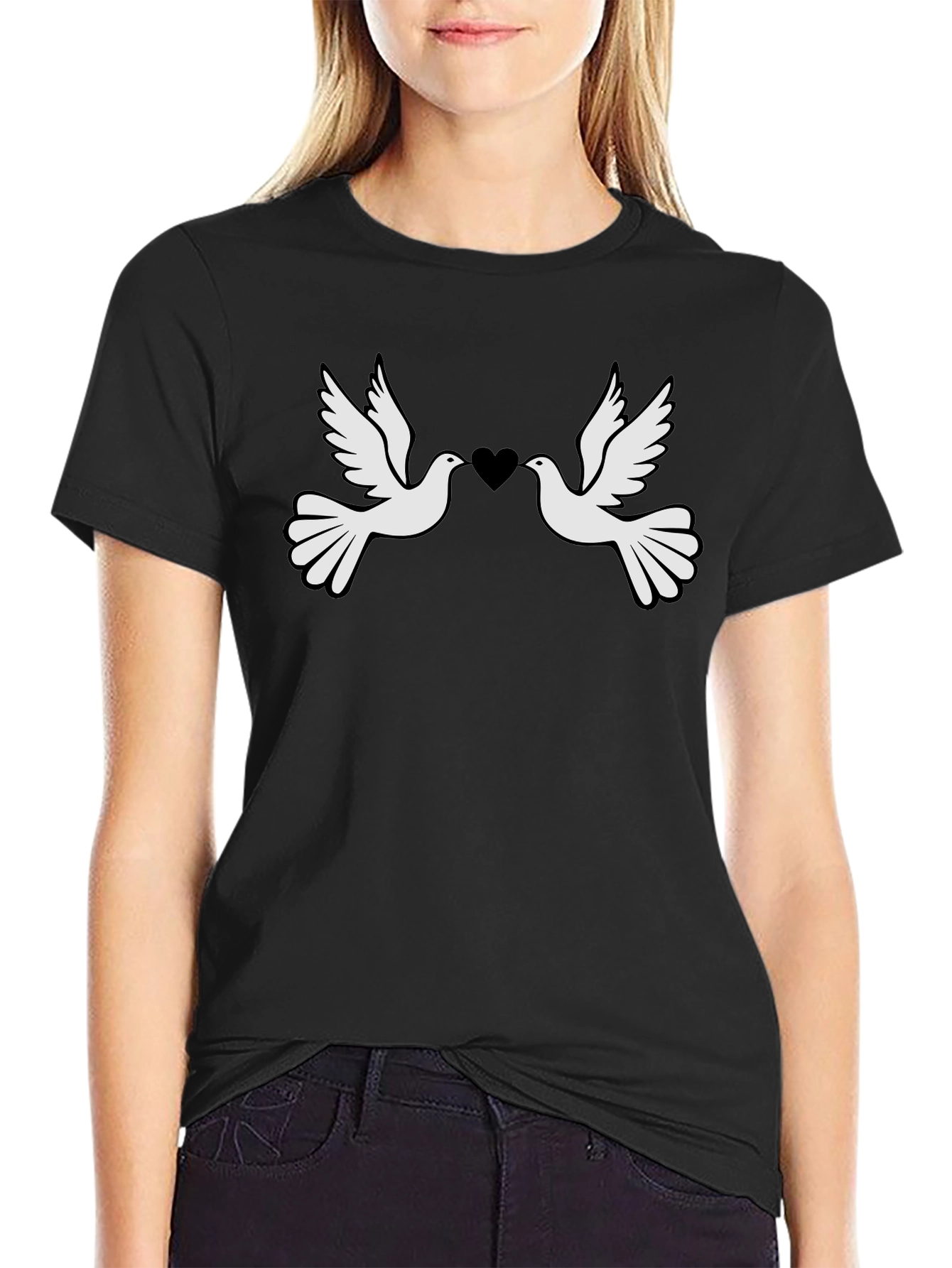 Dove Heart Graphic Tee - Love & Peace T-Shirt
