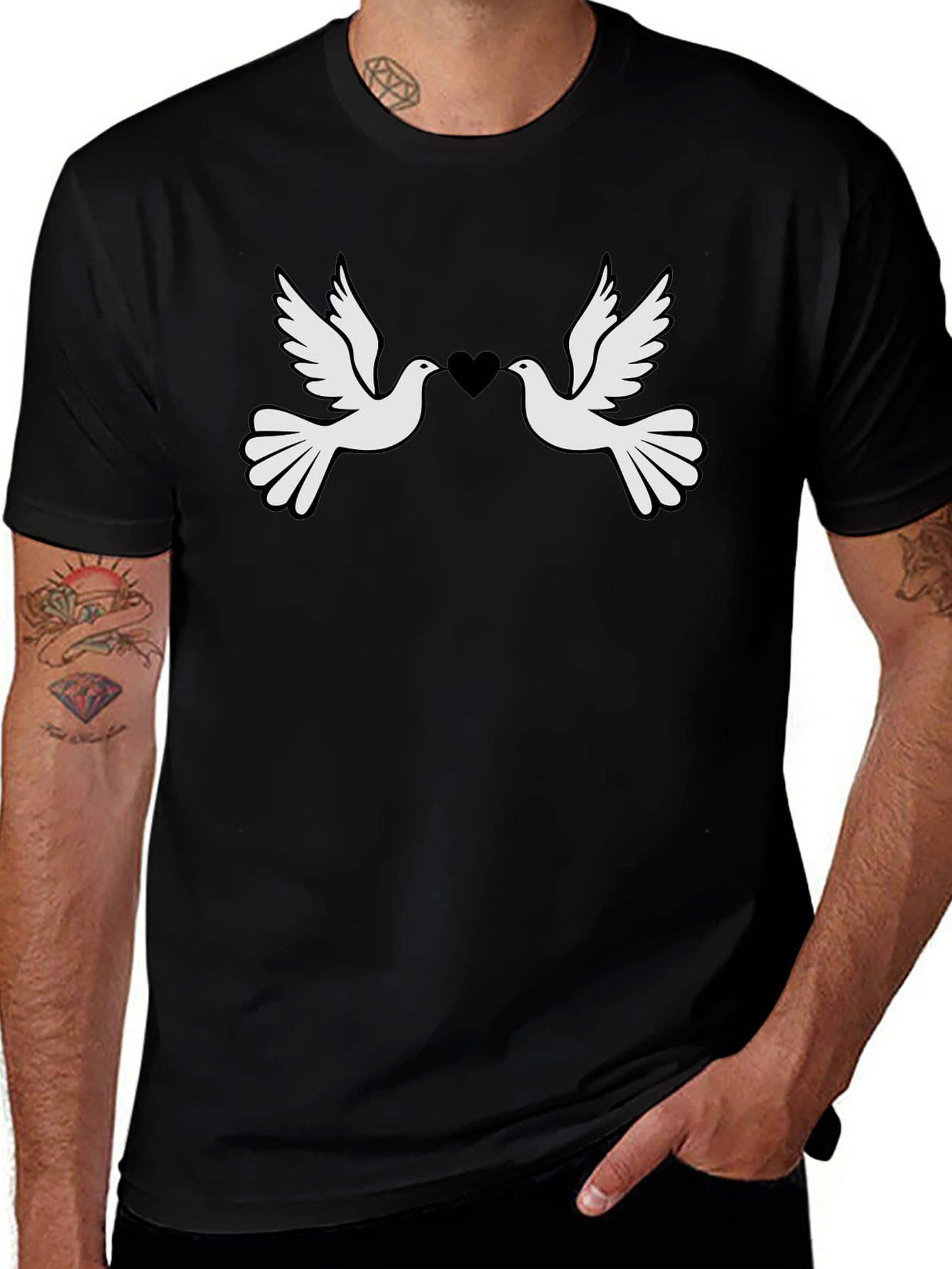 Dove Heart Graphic Tee - Love & Peace T-Shirt
