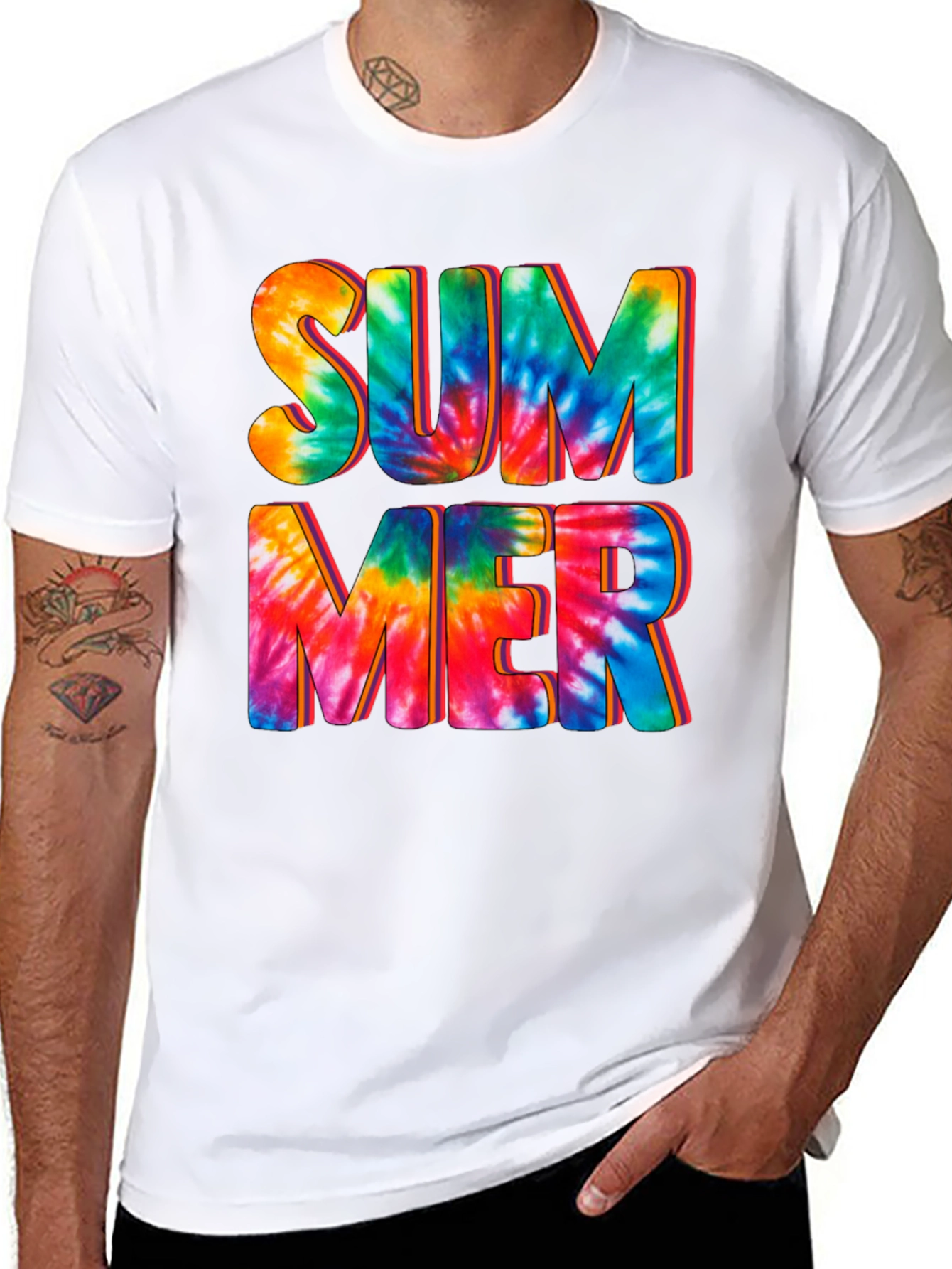 Tie-Dye Summer Graphic Print Tee