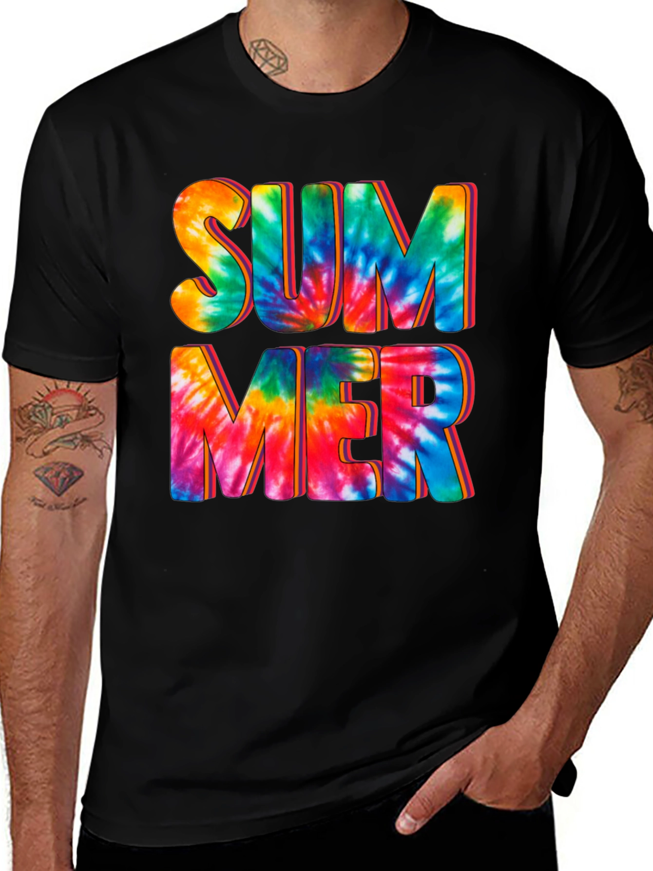 Tie-Dye Summer Graphic Print Tee