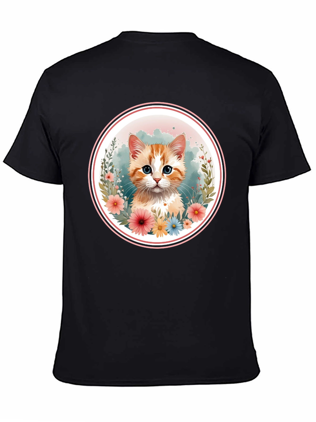 Cute Kitten Floral T-Shirt