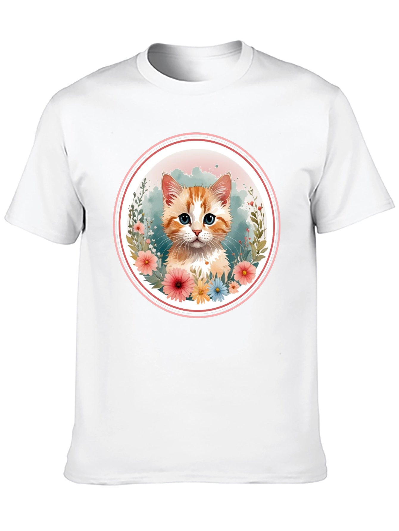 Cute Kitten Floral T-Shirt