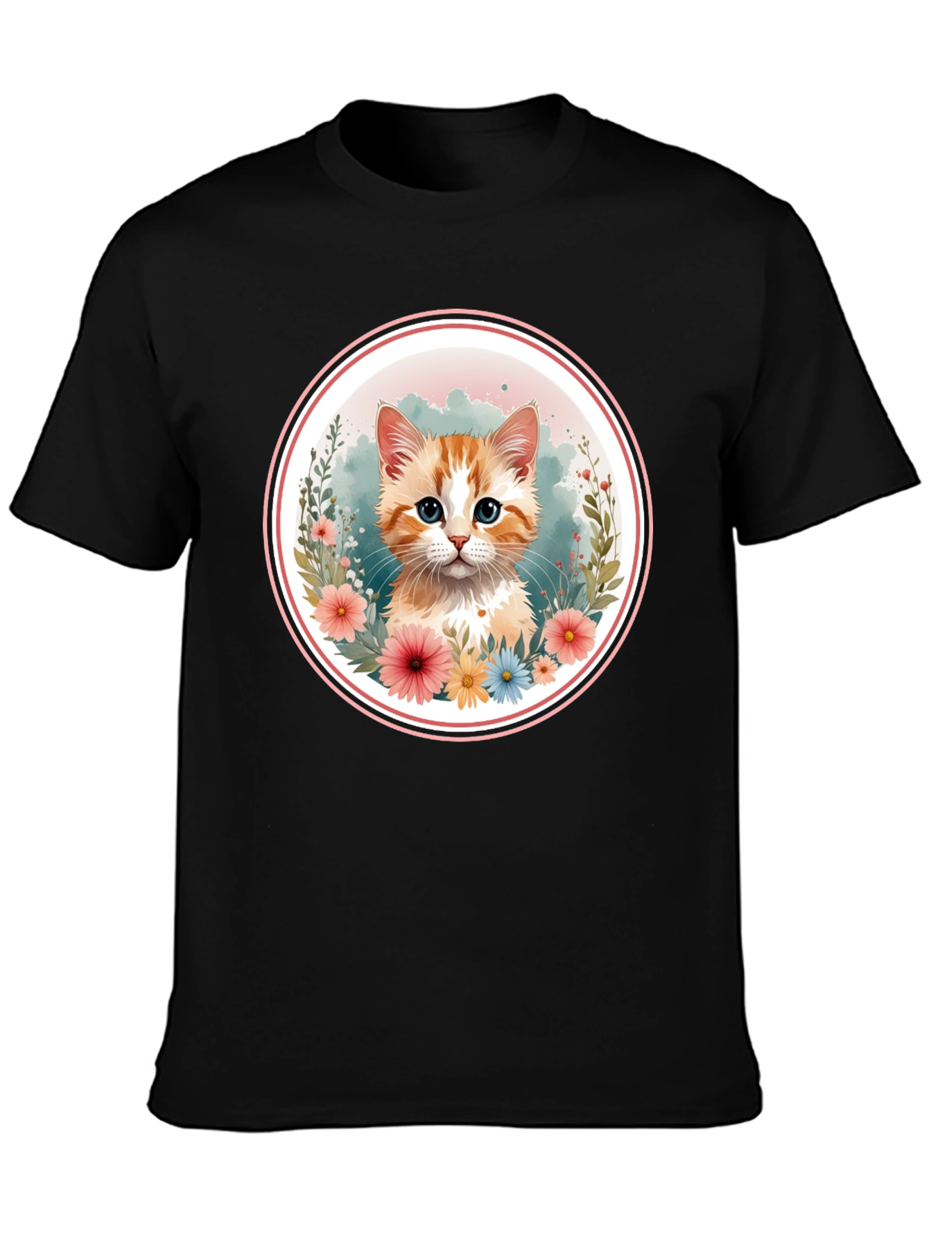 Cute Kitten Floral T-Shirt