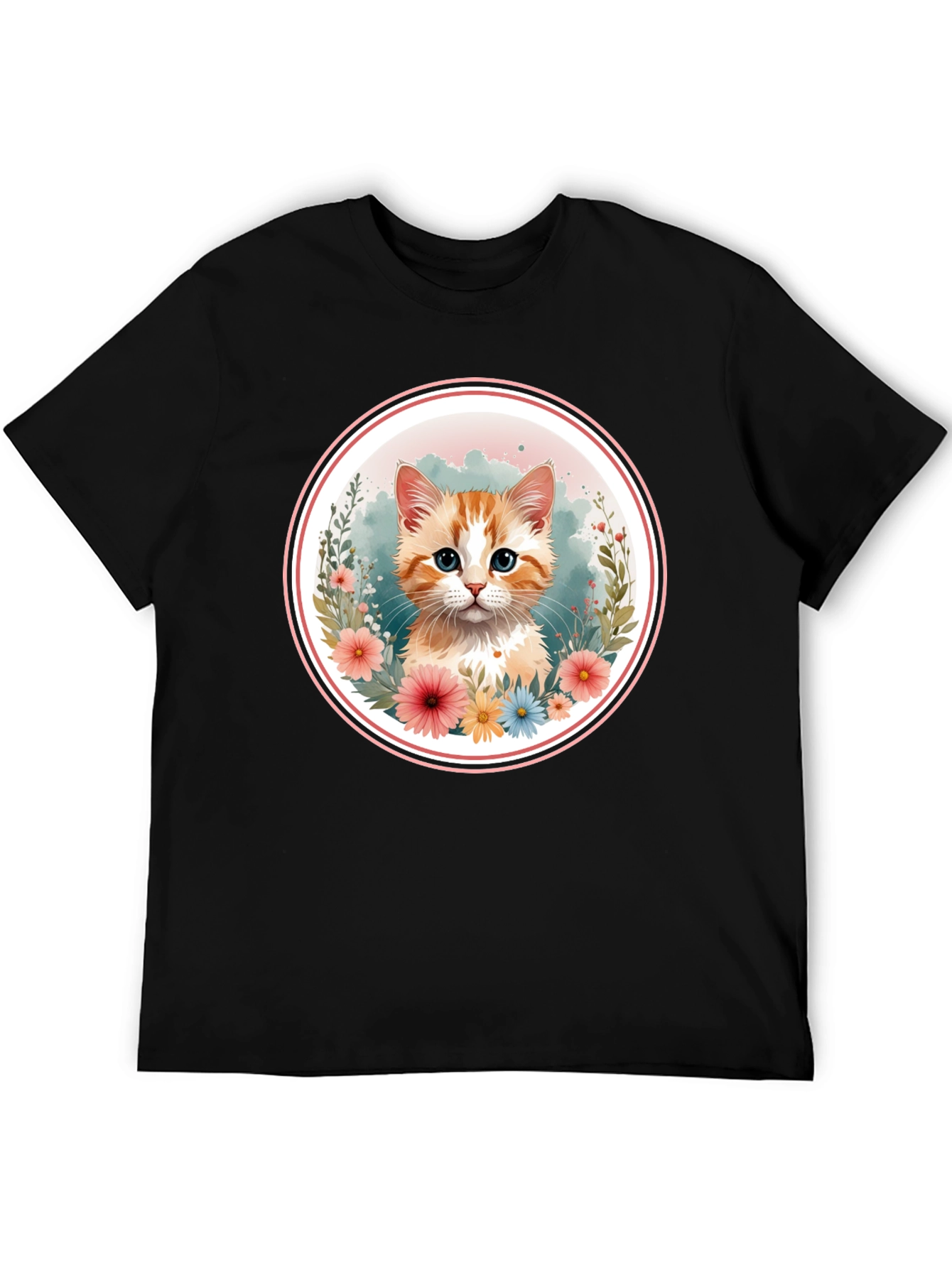 Cute Kitten Floral T-Shirt