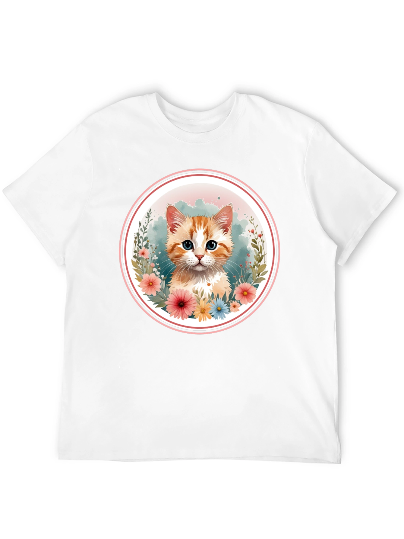 Cute Kitten Floral T-Shirt