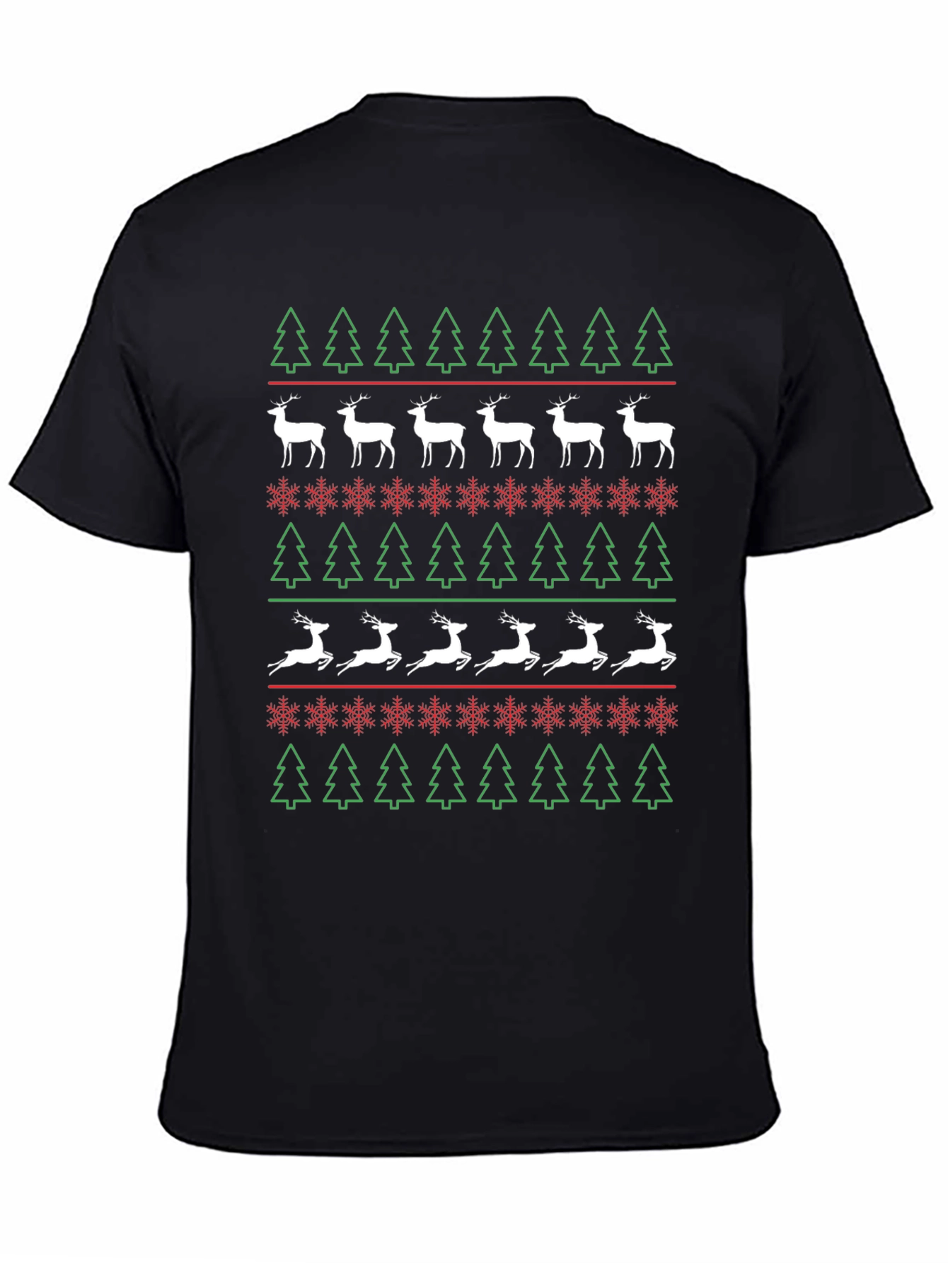Christmas Tree & Reindeer Pattern T-Shirt